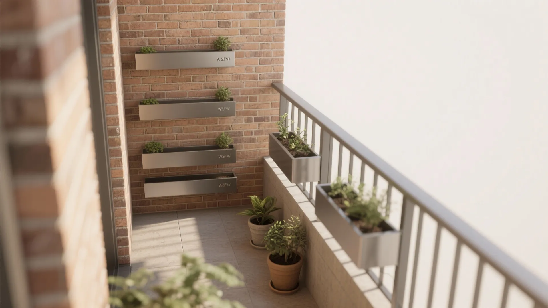 Integrated Planter Ledges in Brick Niches