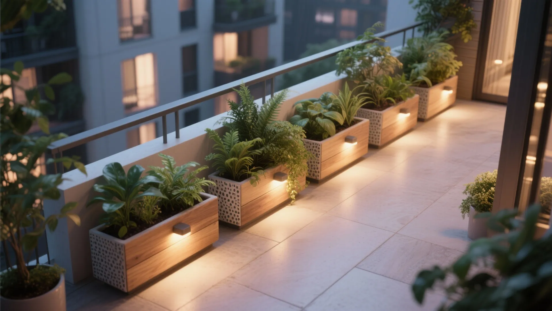 4. Integrated Planter Lights: Green and Glowing