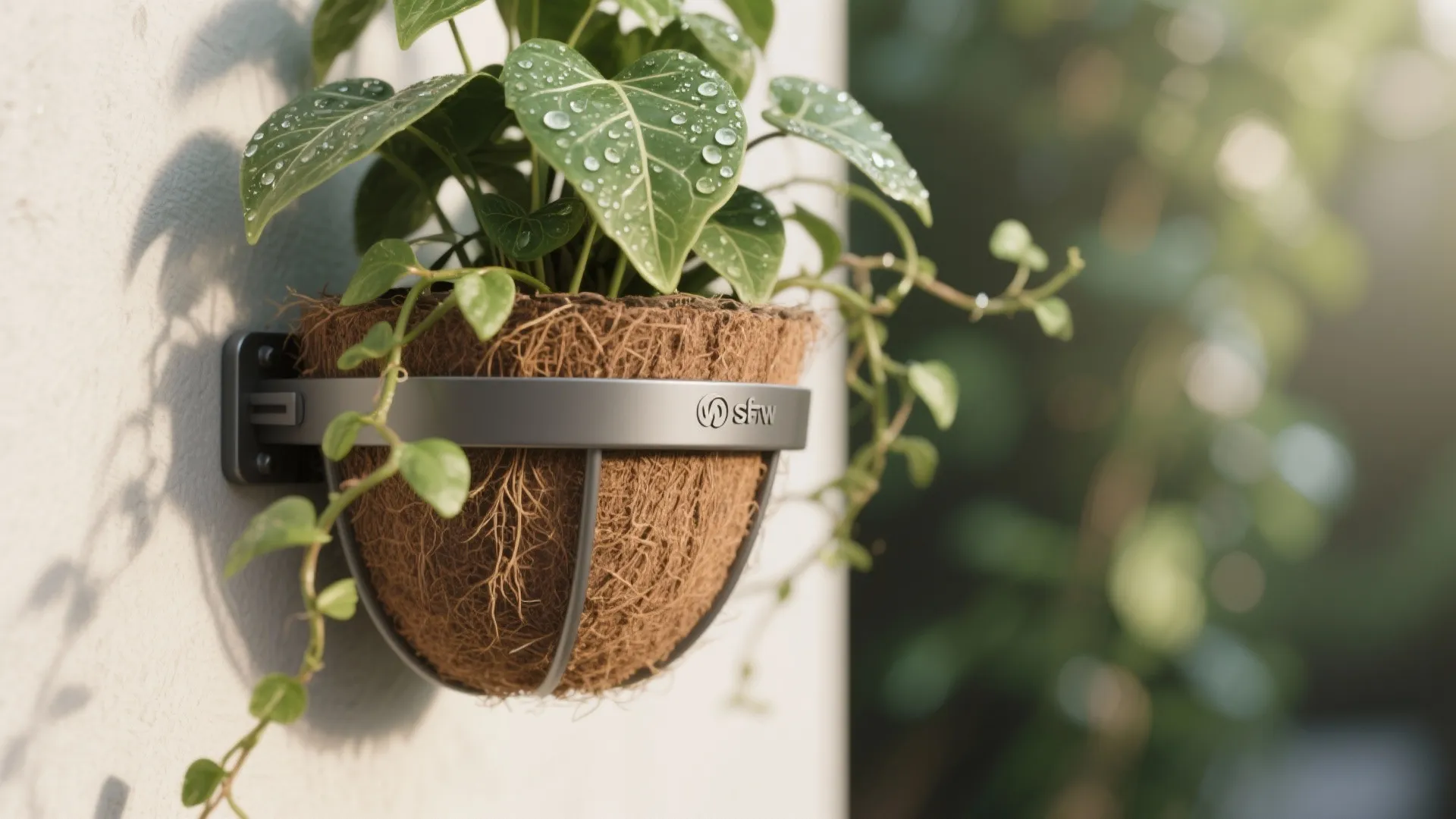 Vertical greenery with a slim trellis and wall planters