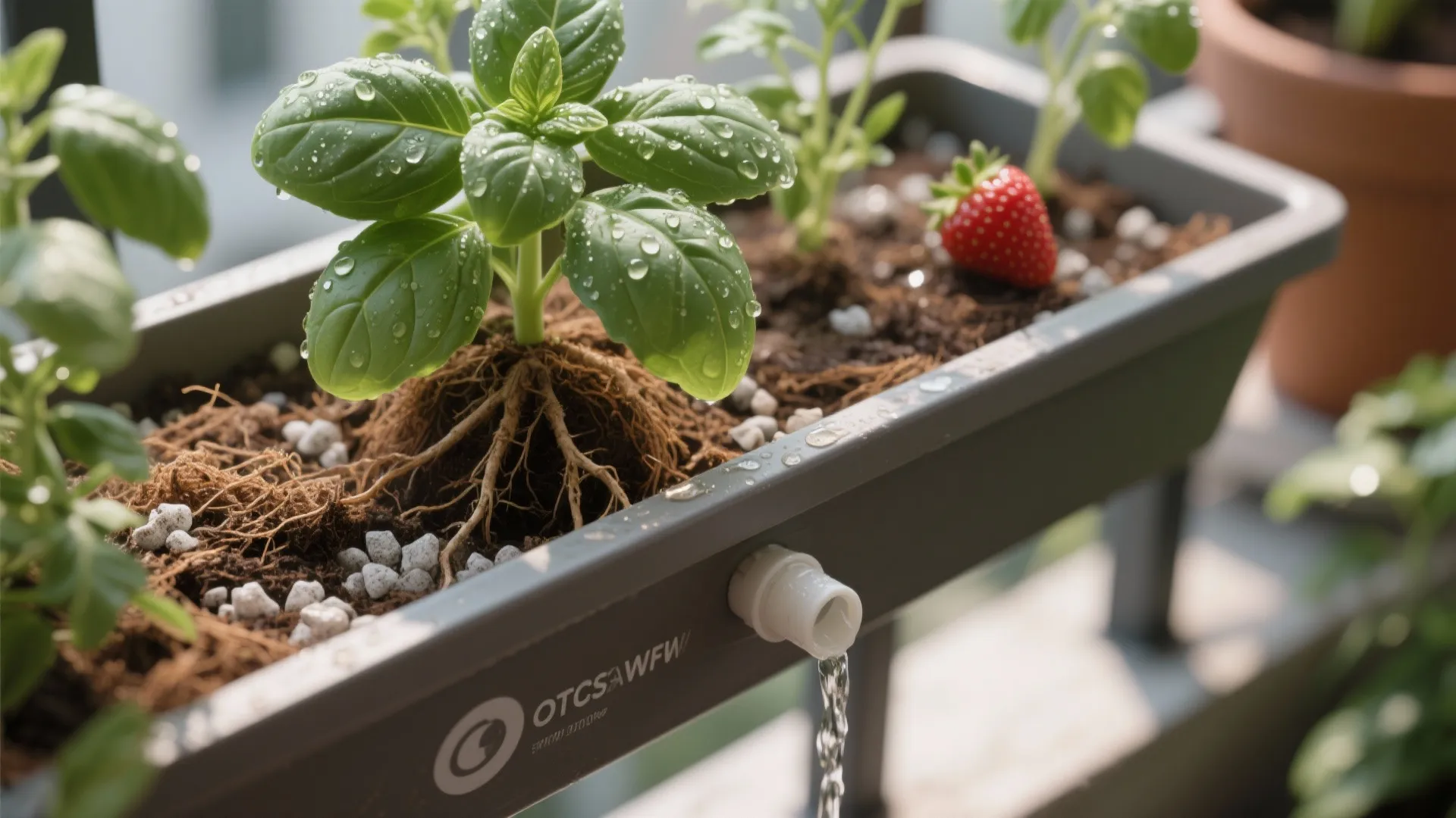 Micro-urban garden with vertical planters