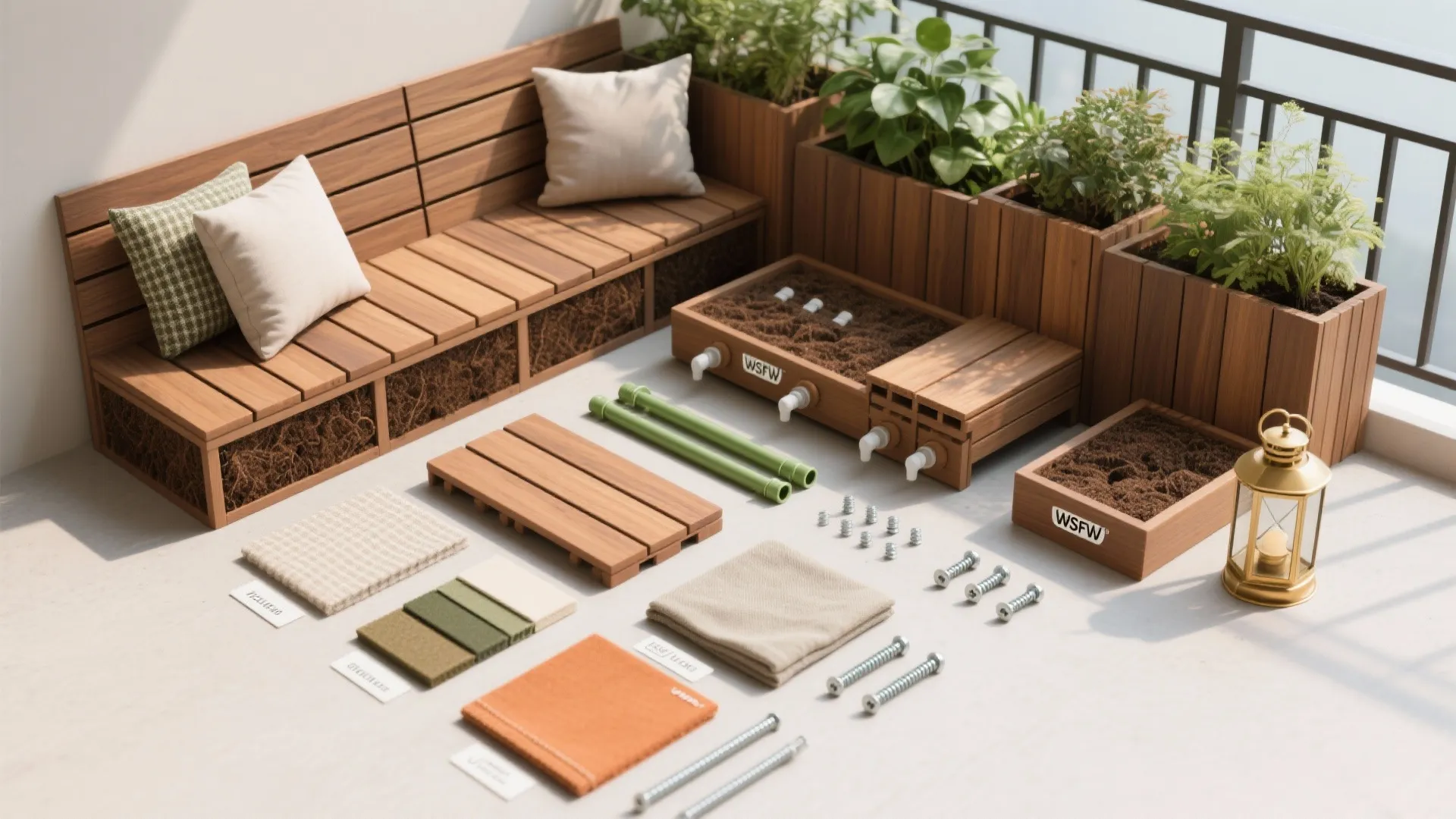 L-Shaped Seating with a Vertical Garden Wall