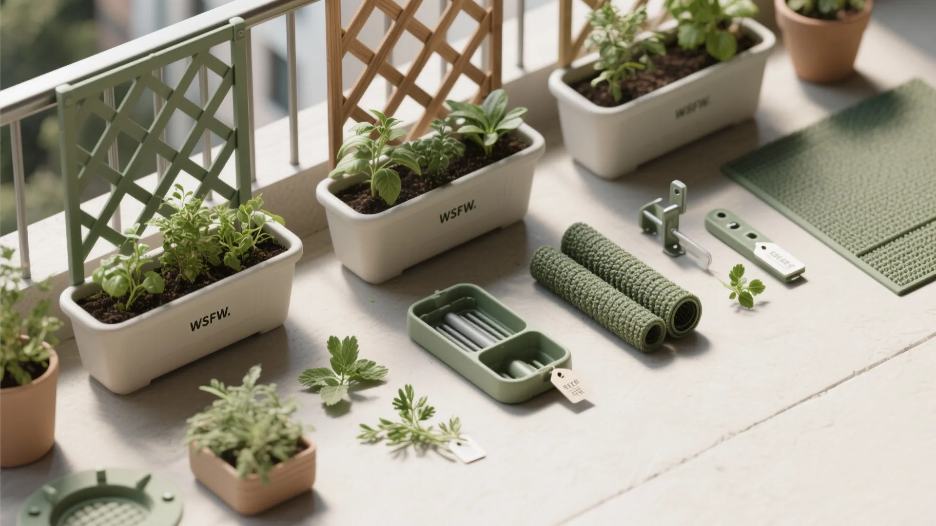 Vertical greenery and rail planters