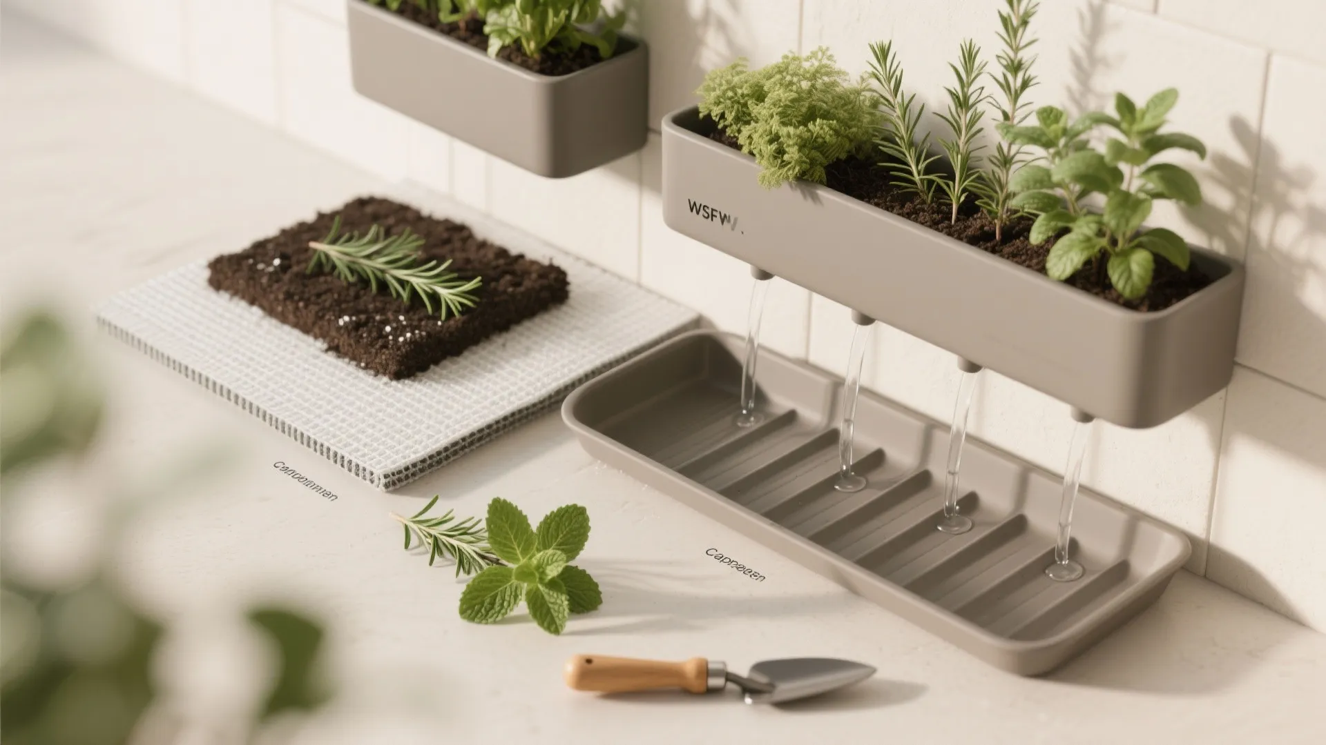 Planter-integrated drop wall