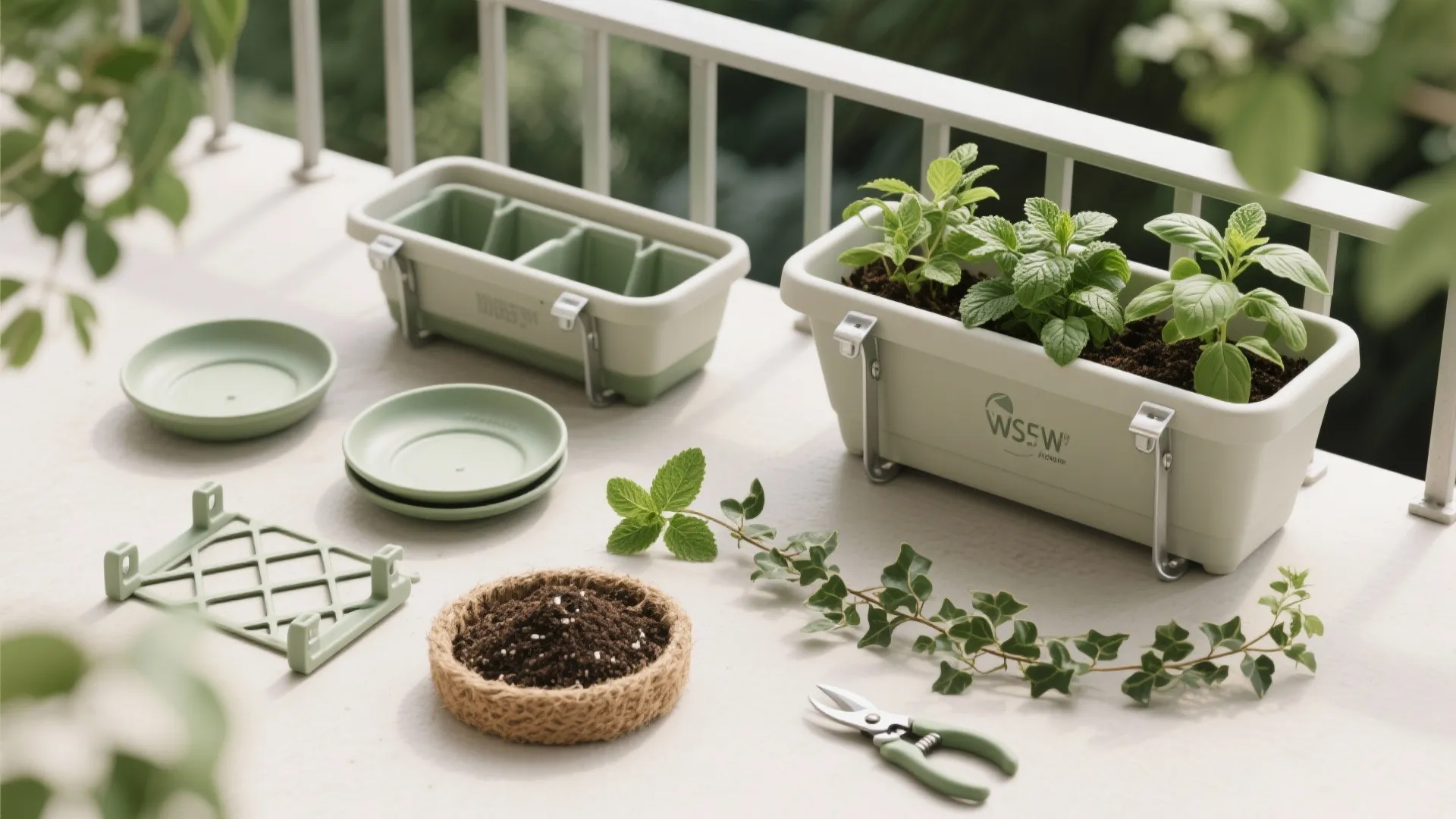 2) Vertical Greenery and Rail Planters