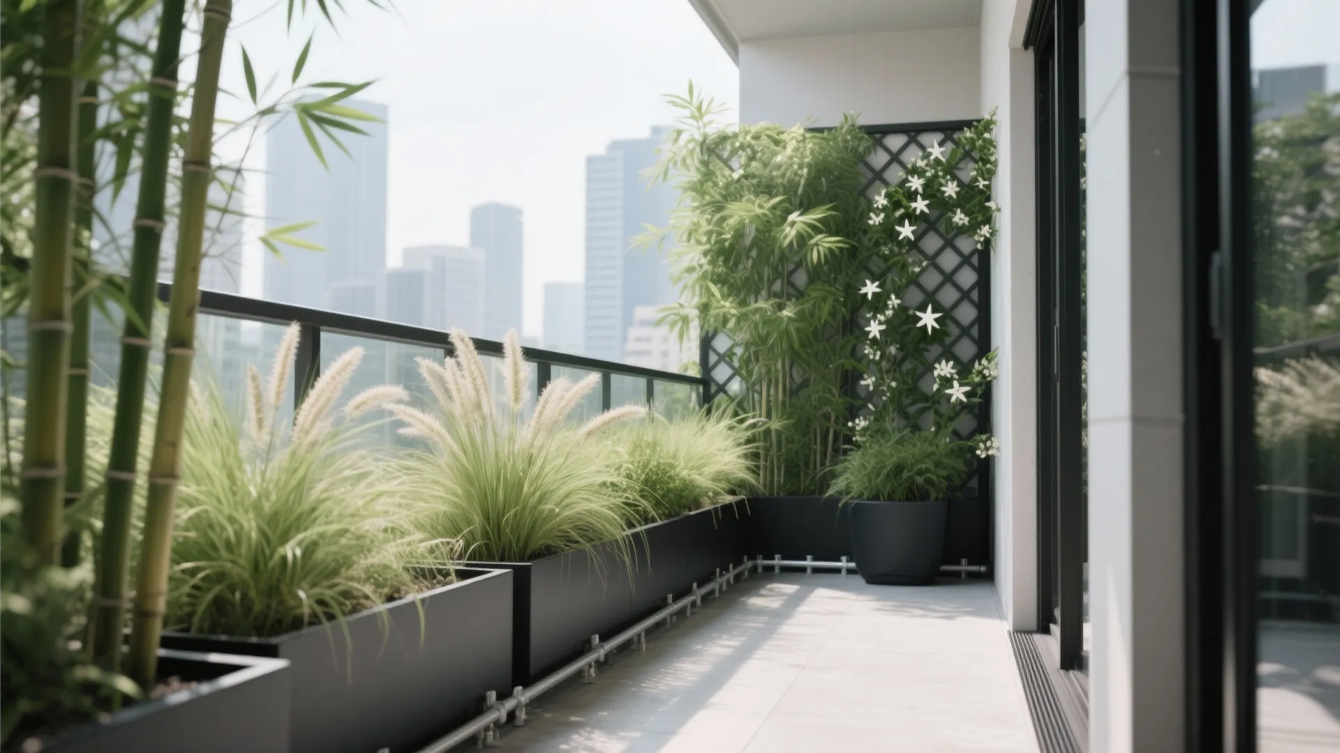 Integrated planters as privacy screens