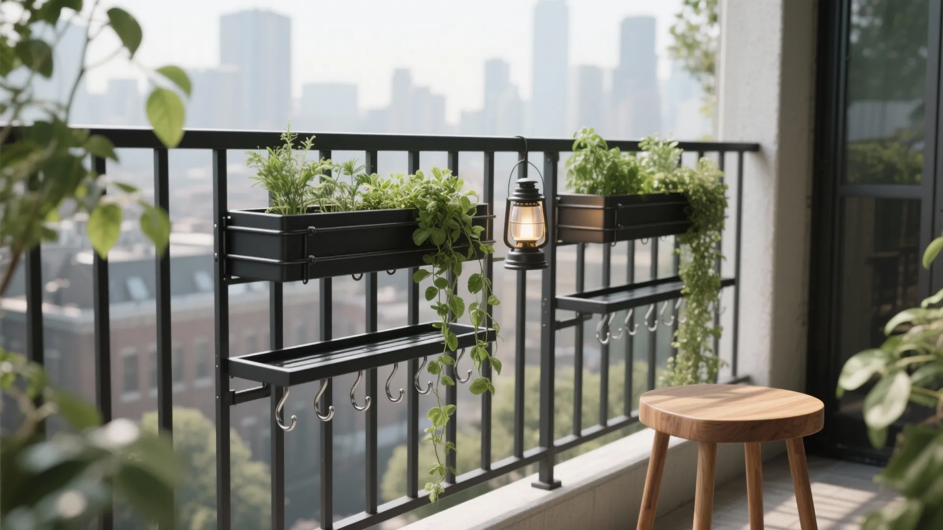 Green rail: planter-integrated iron grill