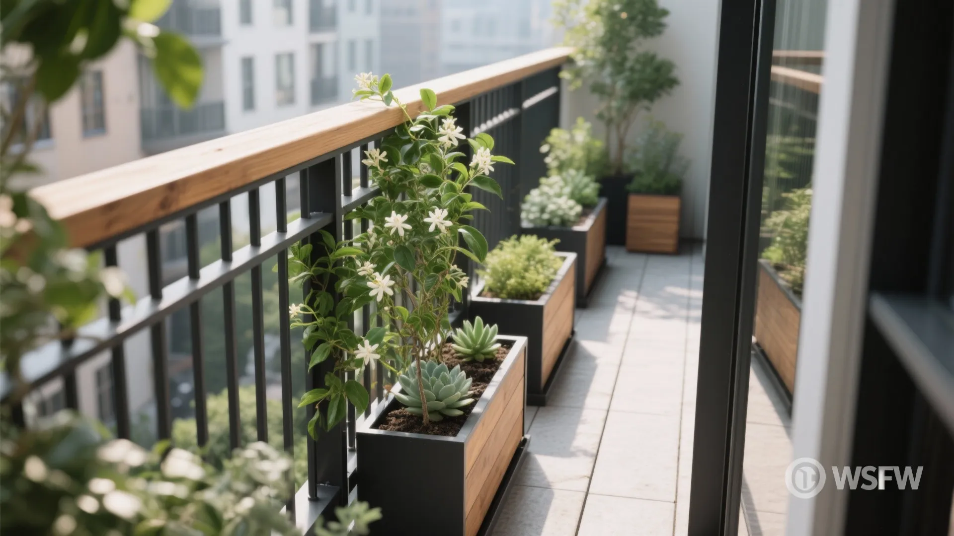 Green Railings: Integrated Planters and Timber Touches