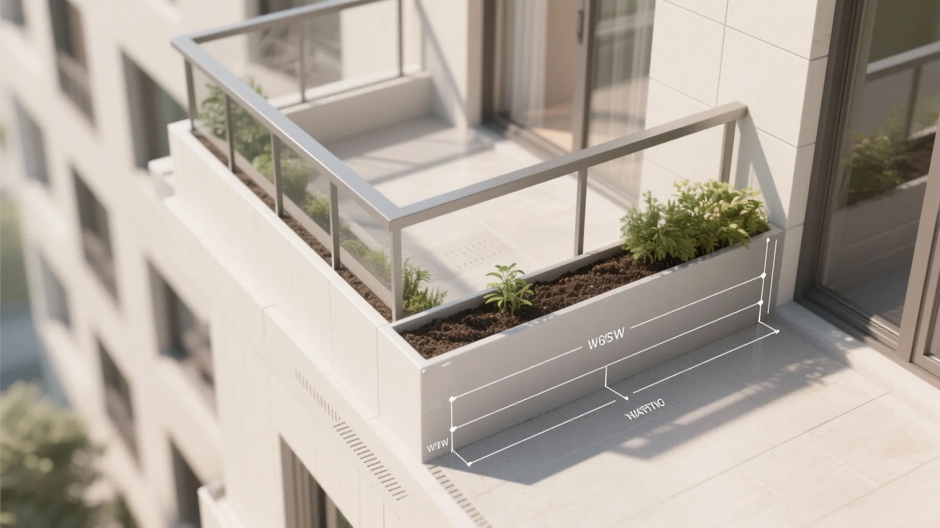 Minimalist Rail + Built-in Planter Edge