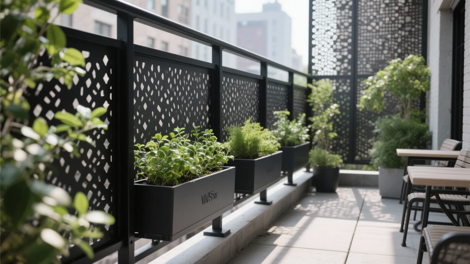 5) Integrated Planter Rails and Privacy Screens