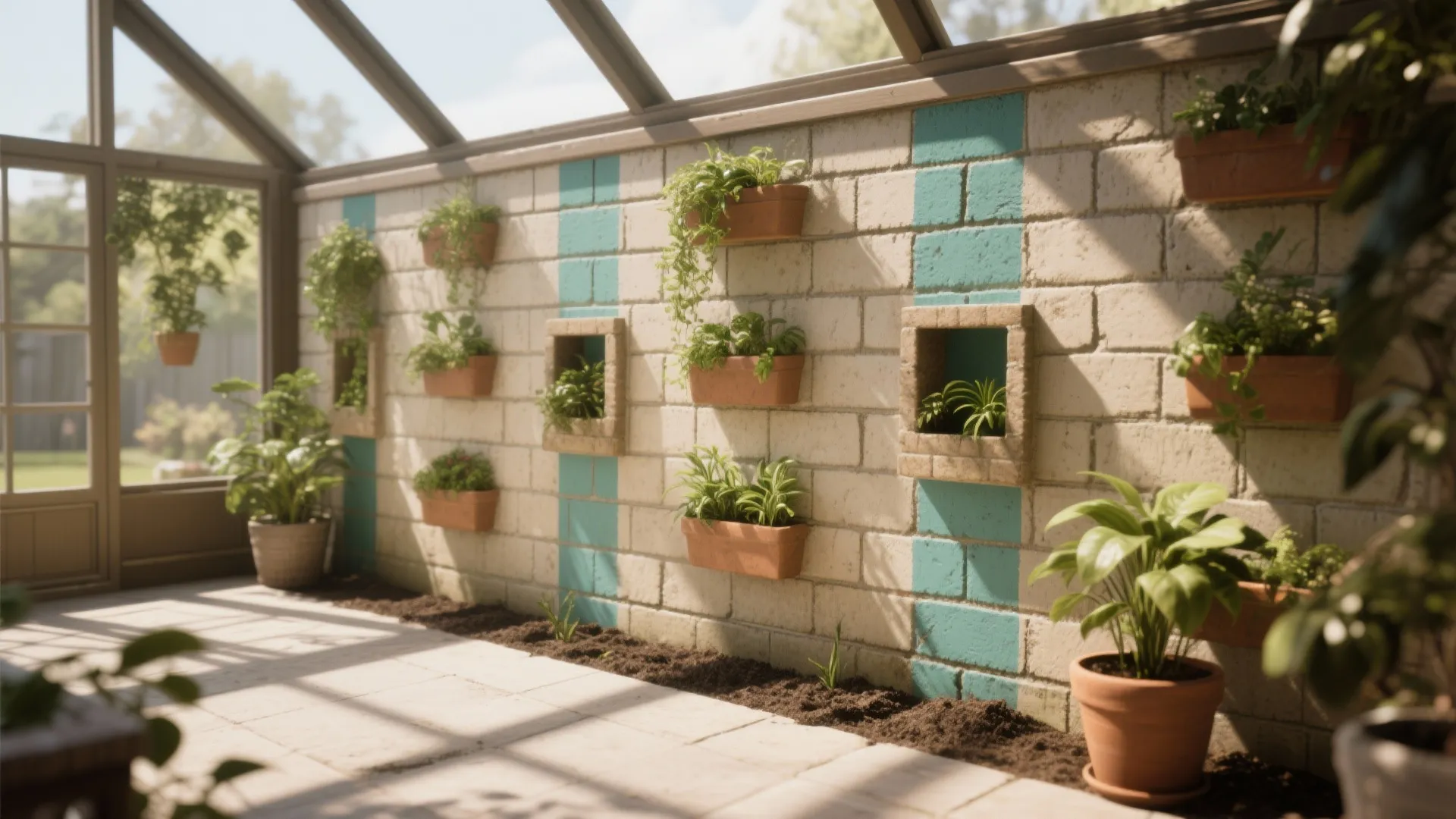 Vertical Planter Stripes and Painted Niches