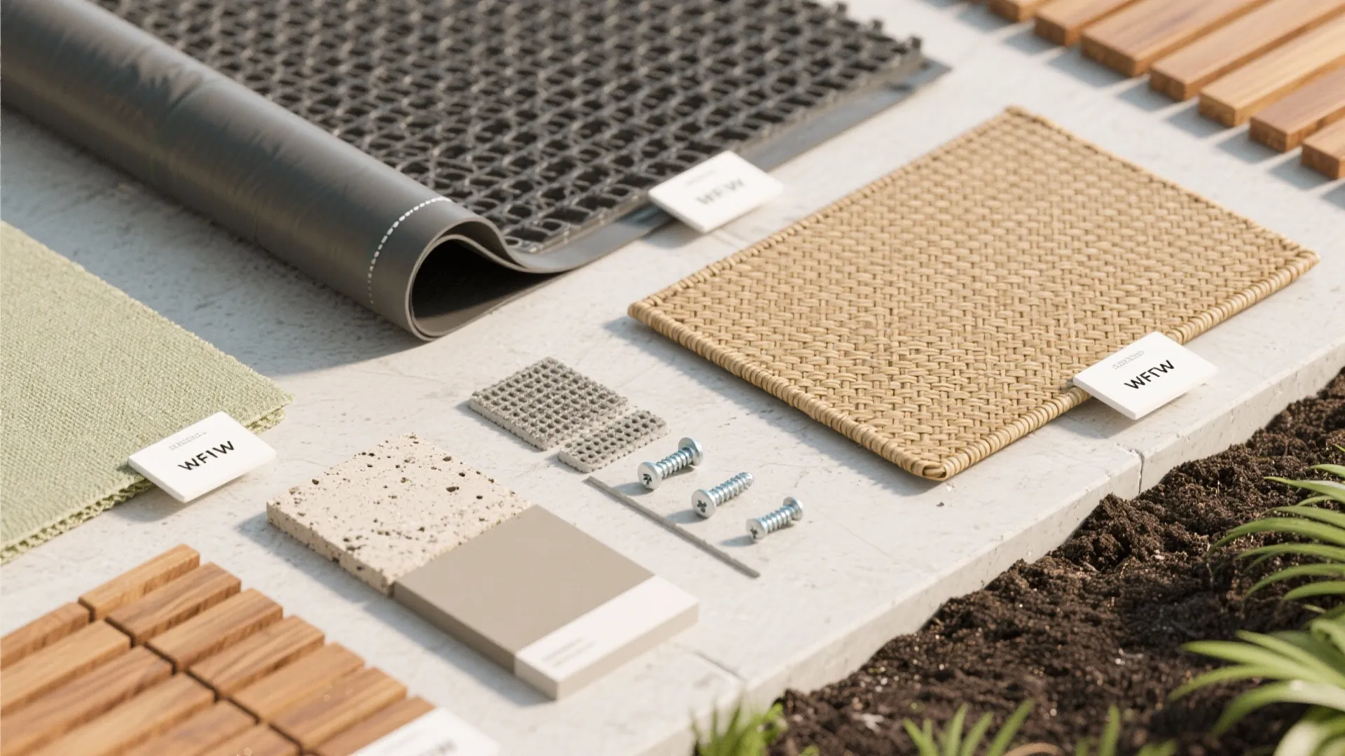 3) Breezeways, planters, and a raised parapet bench