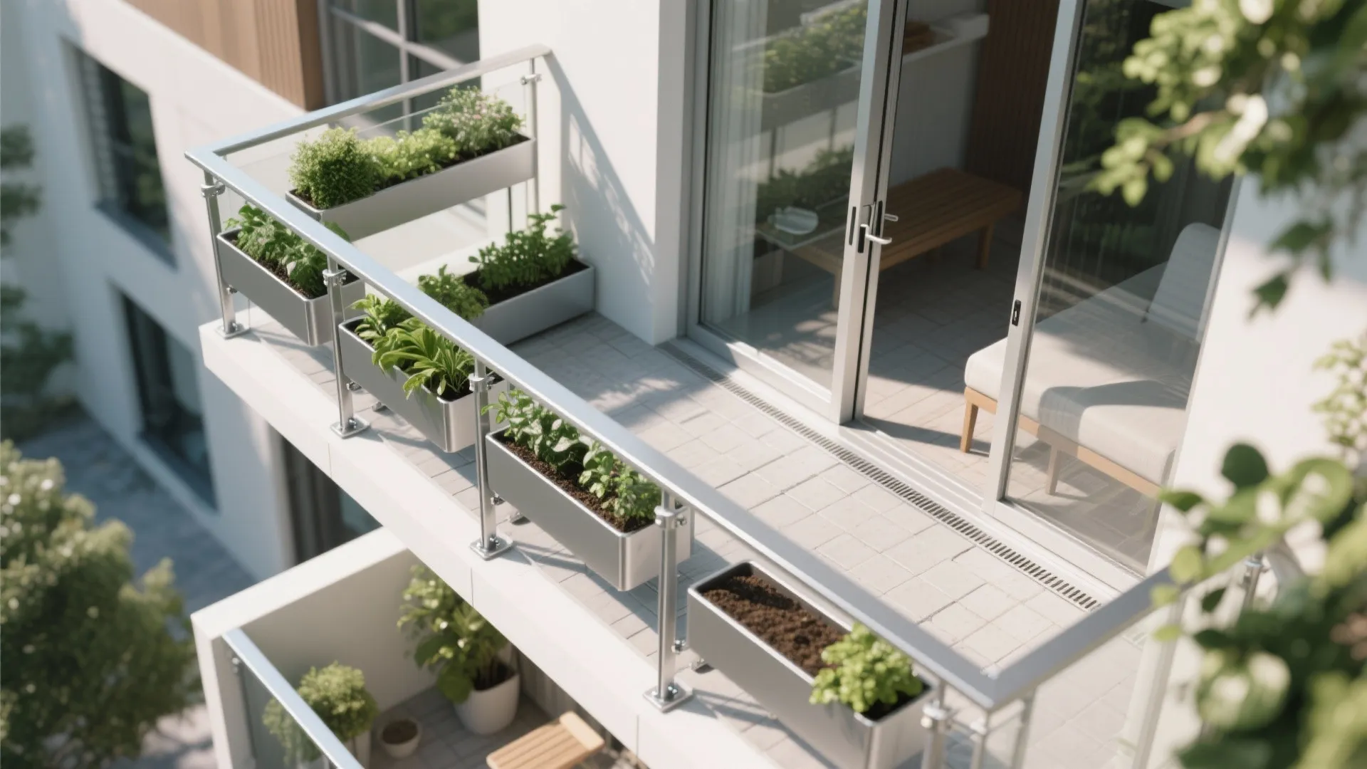 Green Balcony Rails With Planter Modules