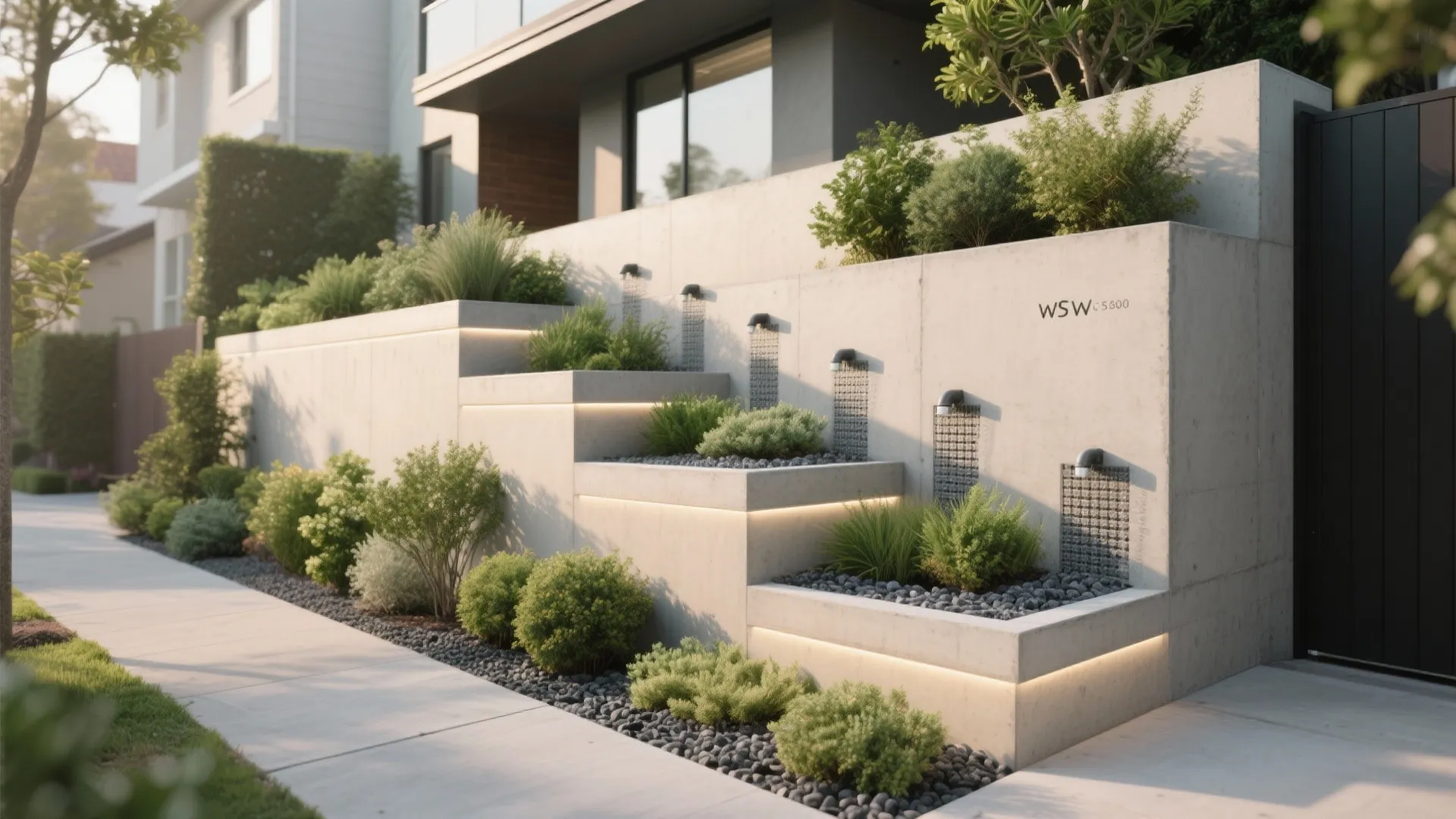Green Terraced Planter Wall