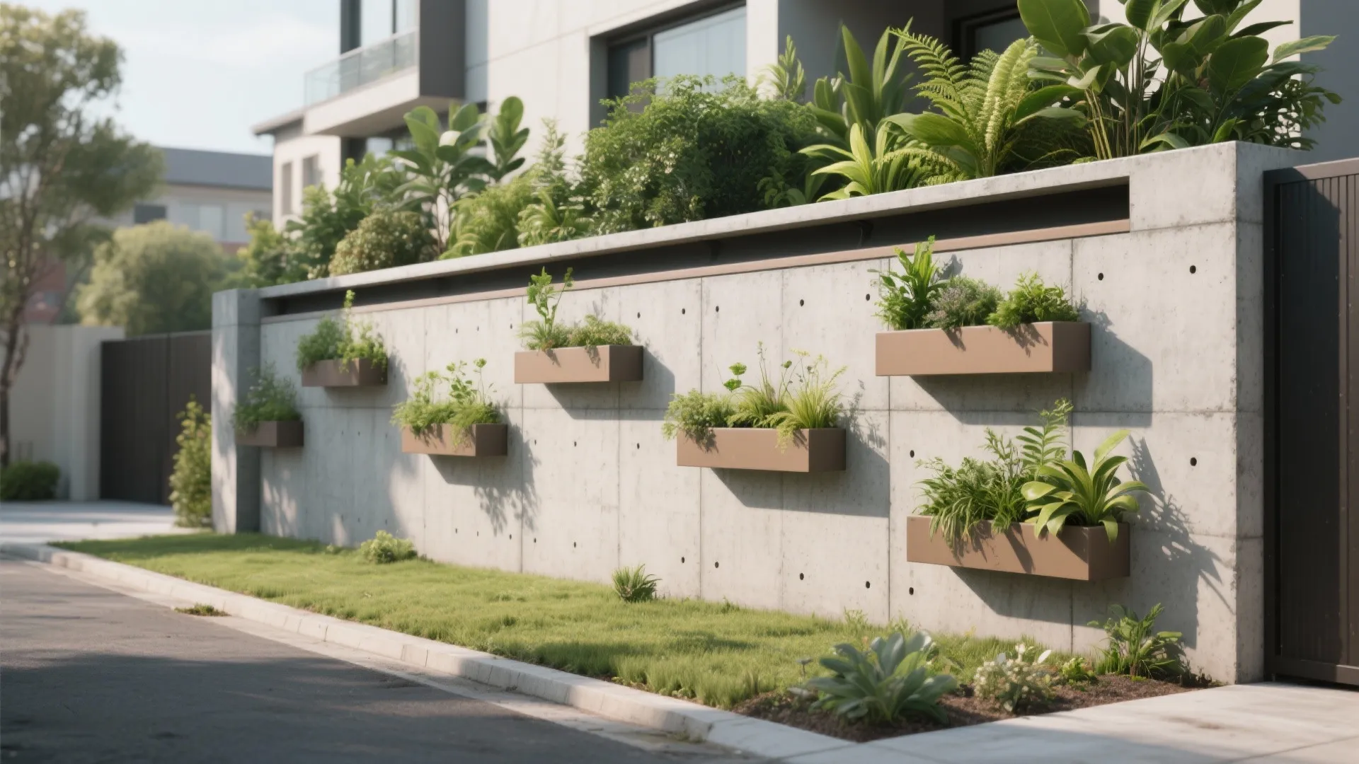 Green Integrated Planter Wall