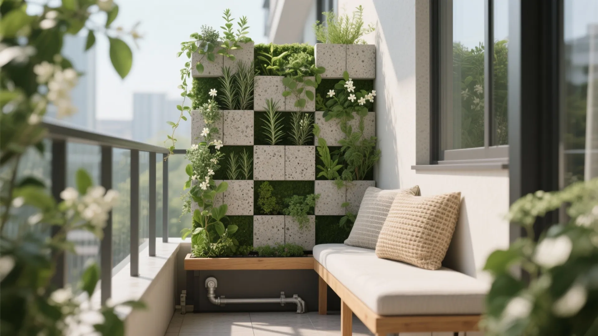 Vertical Planter Blocks as a Green Wall