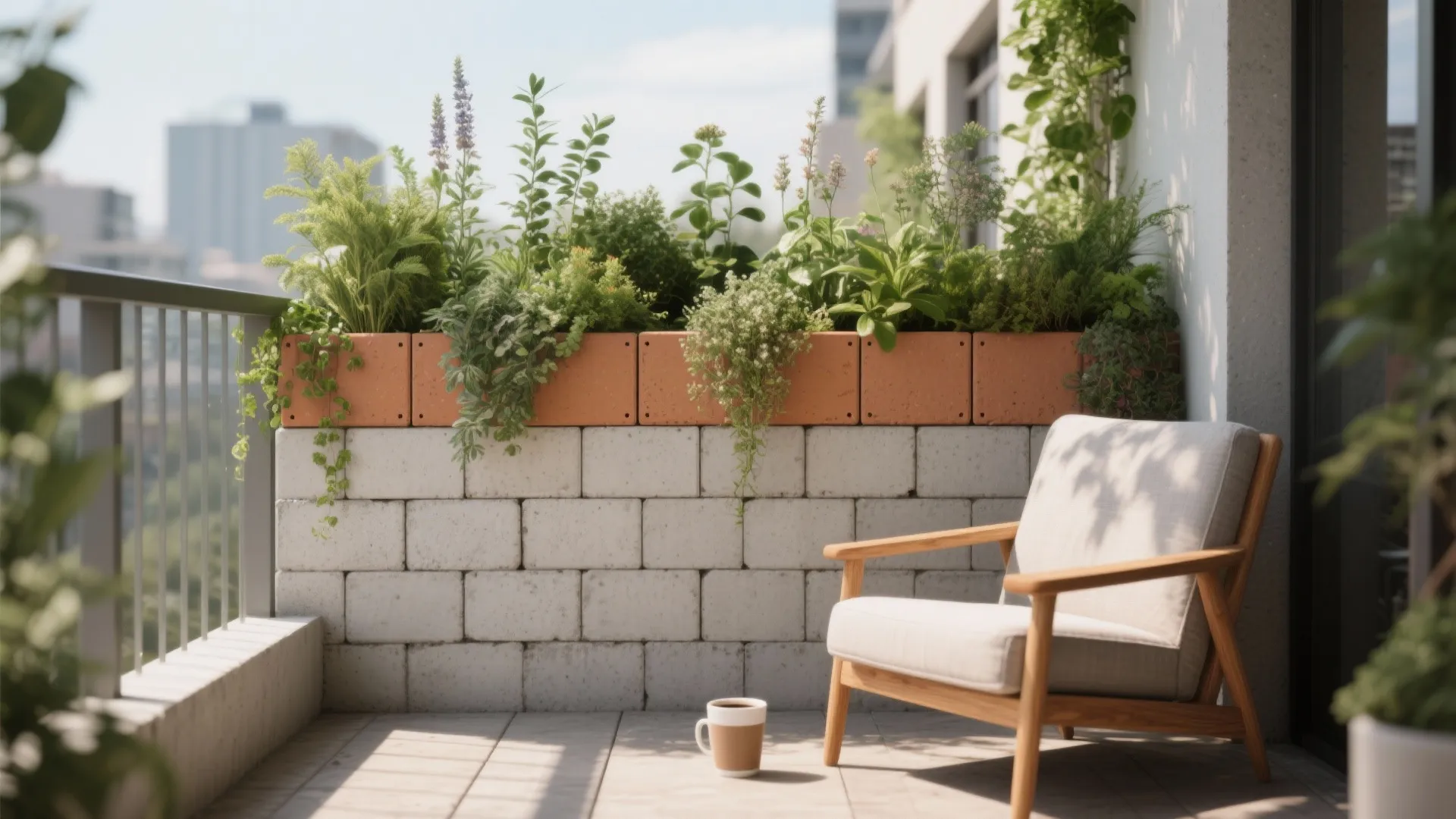 Green Block Planter Wall for Urban Micro-Gardens