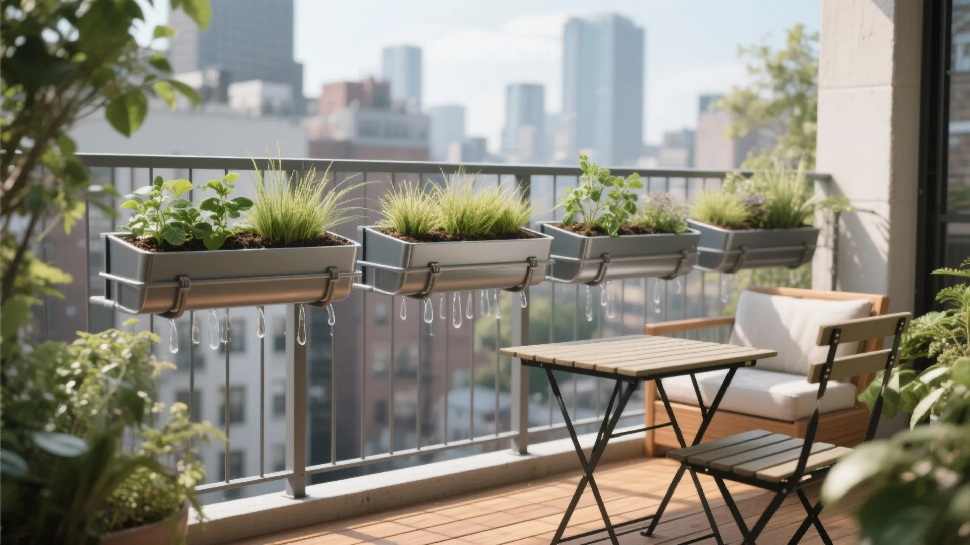 Planter-Integrated Railing for Urban Greenery