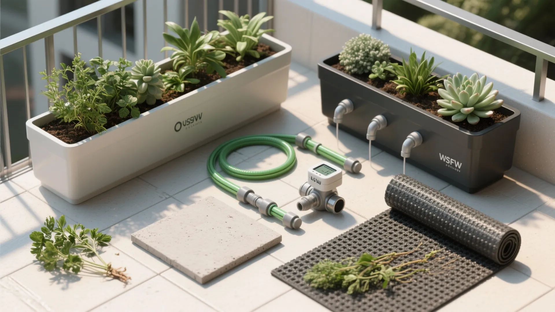 Green Balcony Layers with Built-in Planters