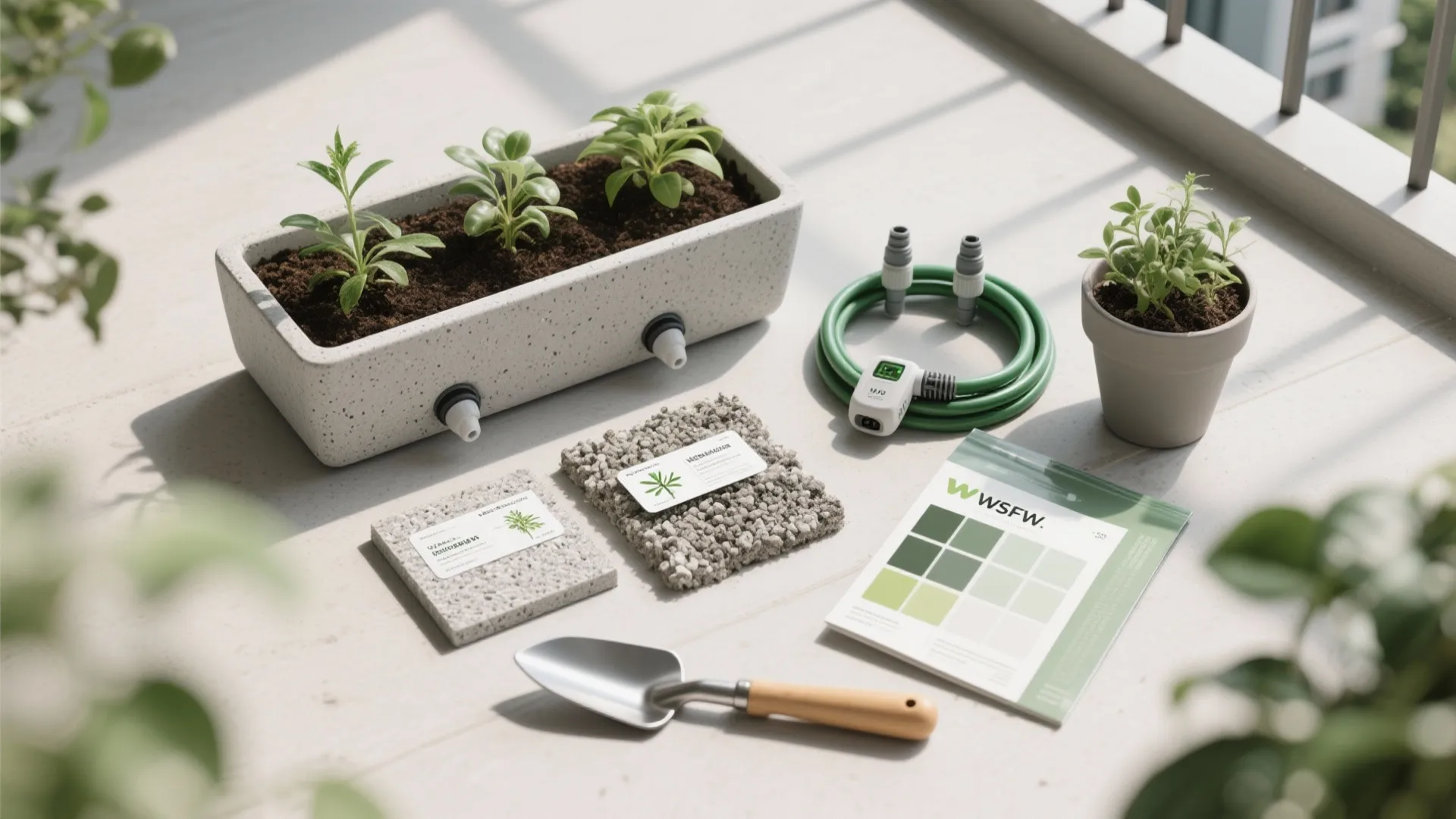 3) Layered planting with lightweight containers