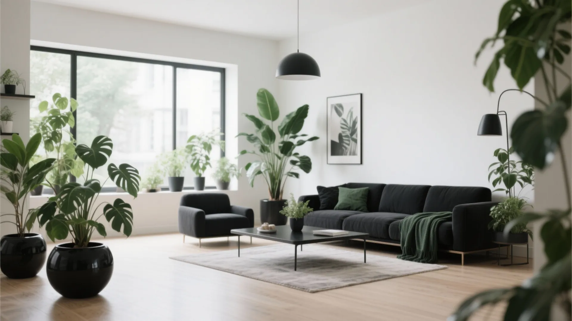 5. Lush Indoor Plants in Dark Pots