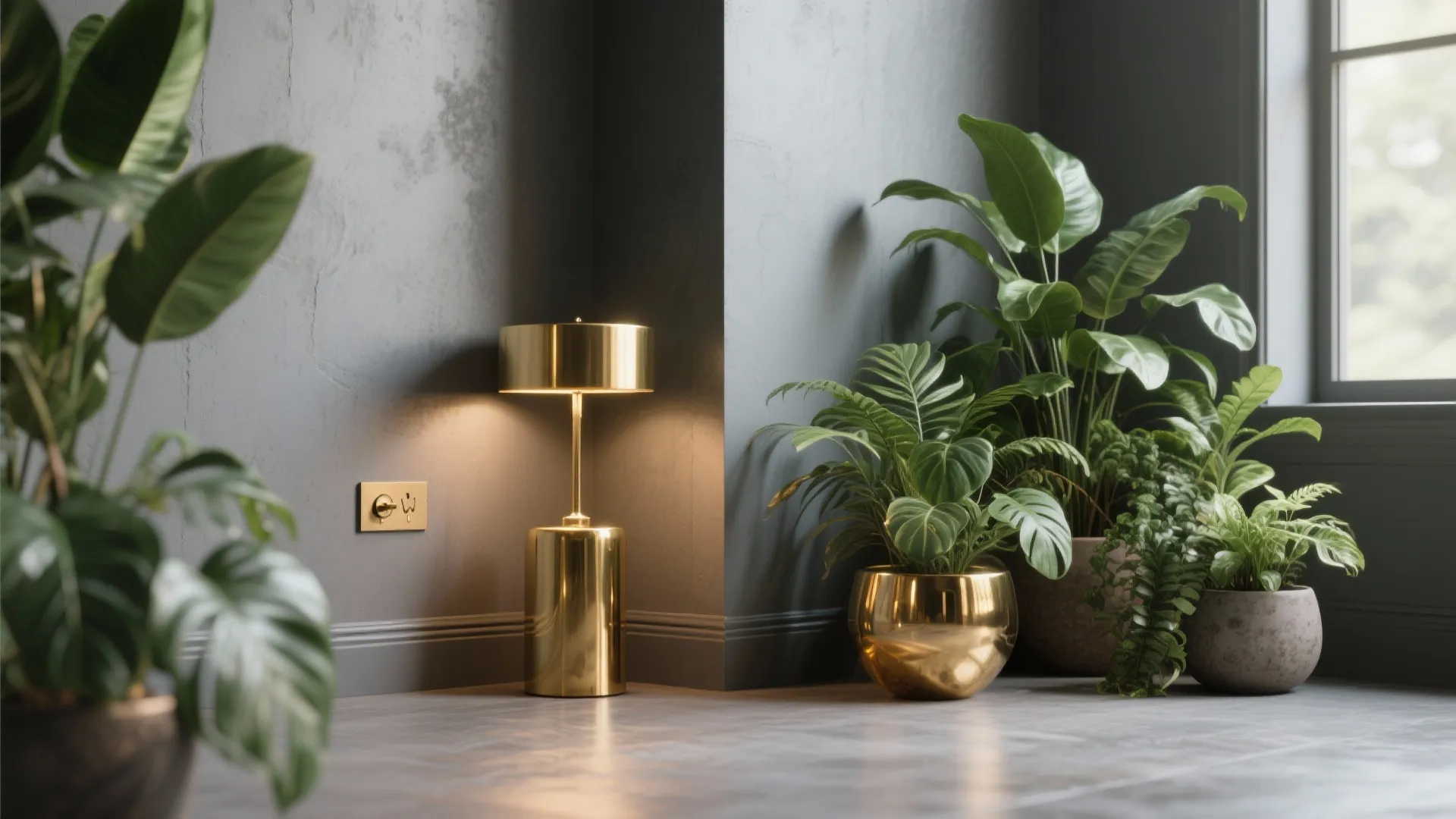 5. Bring in plants and brass accents