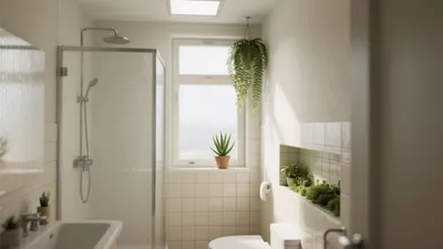 Biophilic Bathroom Design with Natural Light & Greenery