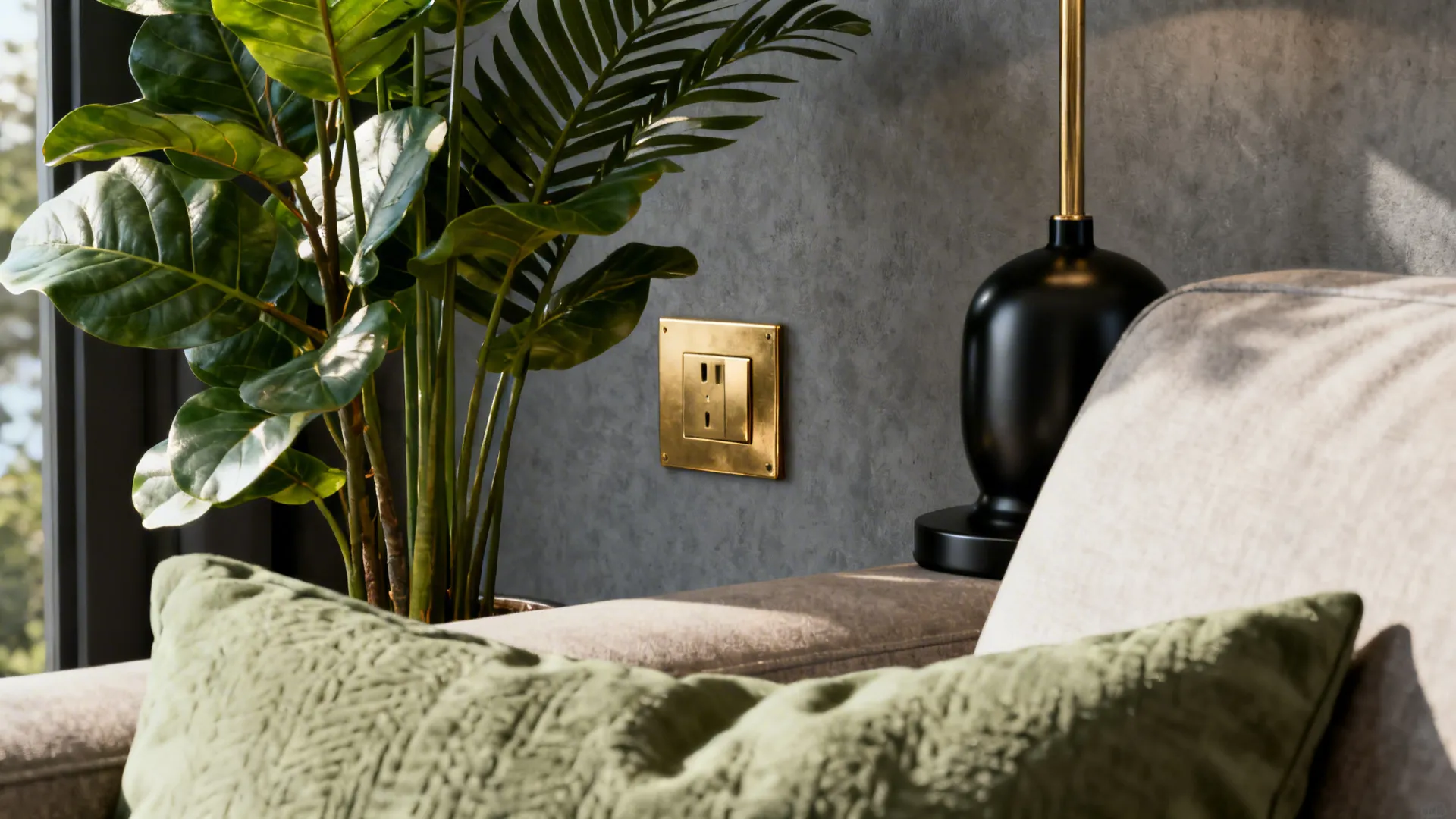 4. Bring Plants and Metal Finishes to Tie Tones Together