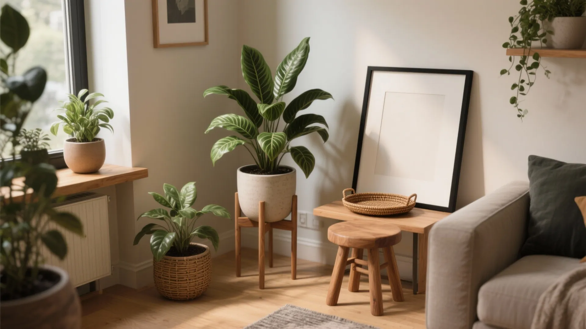 Plants + Warm Wood Accents