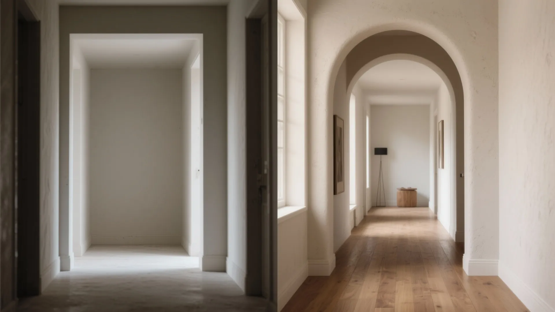 Soft plaster arch with clean reveal