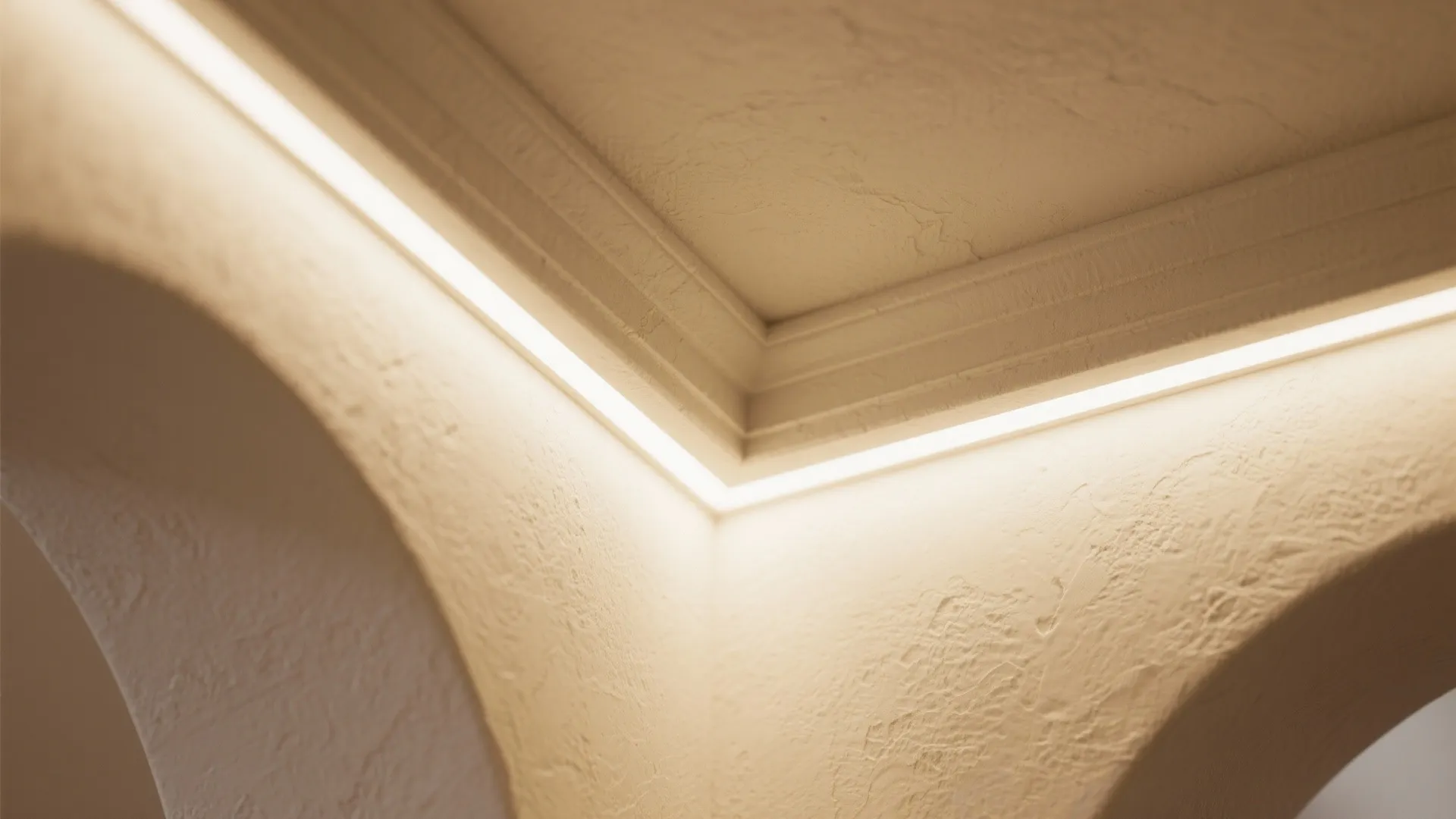 Soft Plaster Archway with Ambient Wash Lighting