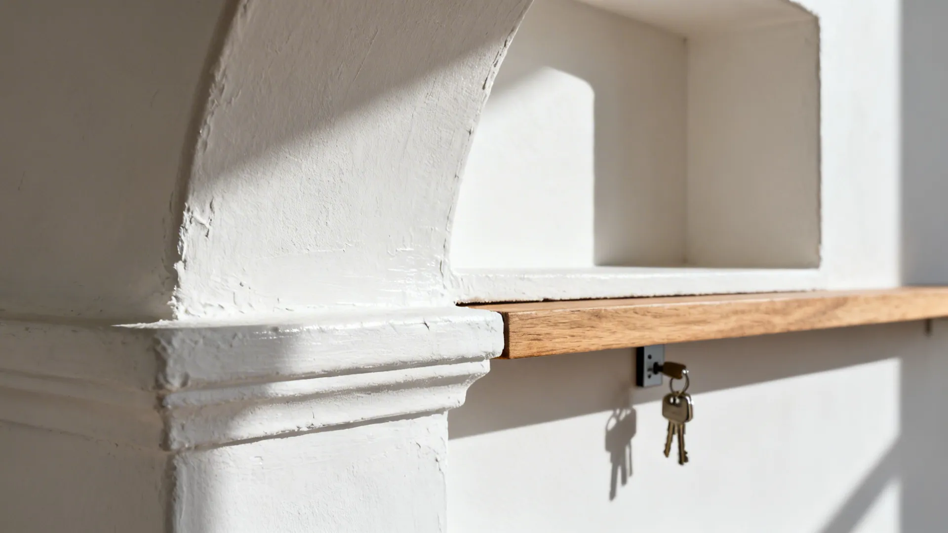 1) Plastered Soft Arch Opening with Hidden Storage