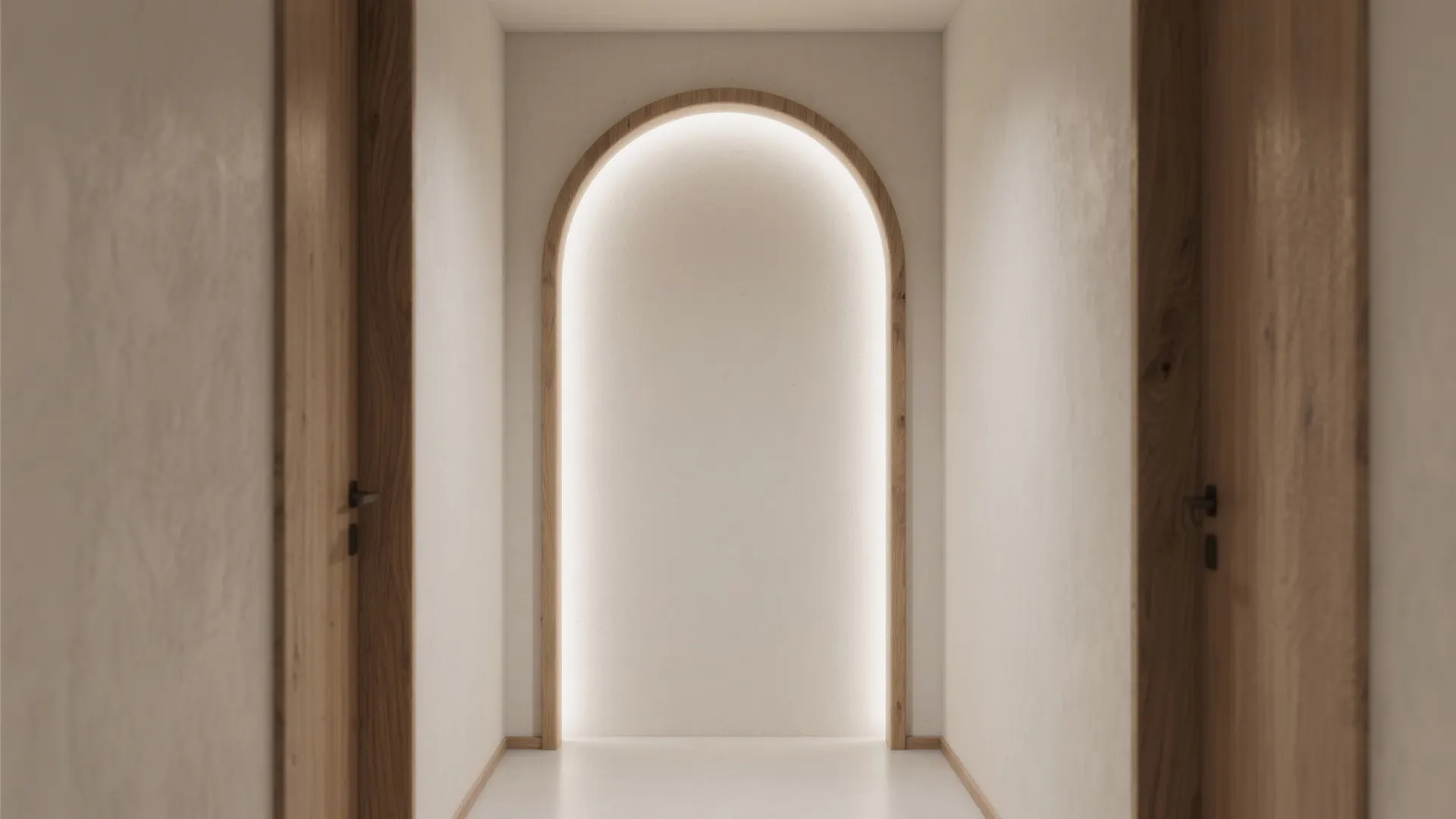 Plaster Arch with Hidden Oak Jambs and Soft Uplight