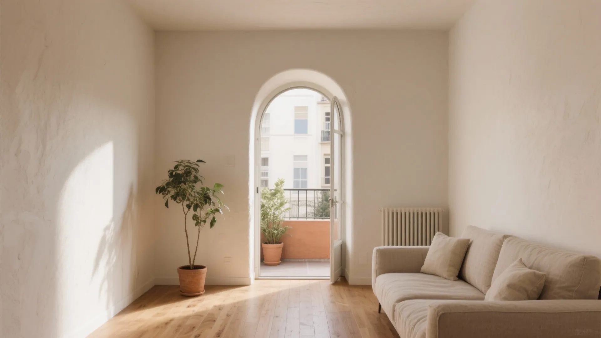 Soft Plaster Barrel Arch for Seamless Indoor–Outdoor Flow