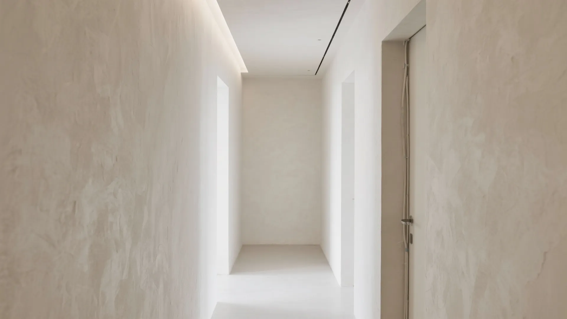 Textured Plaster Continuity Across Walls and Ceiling