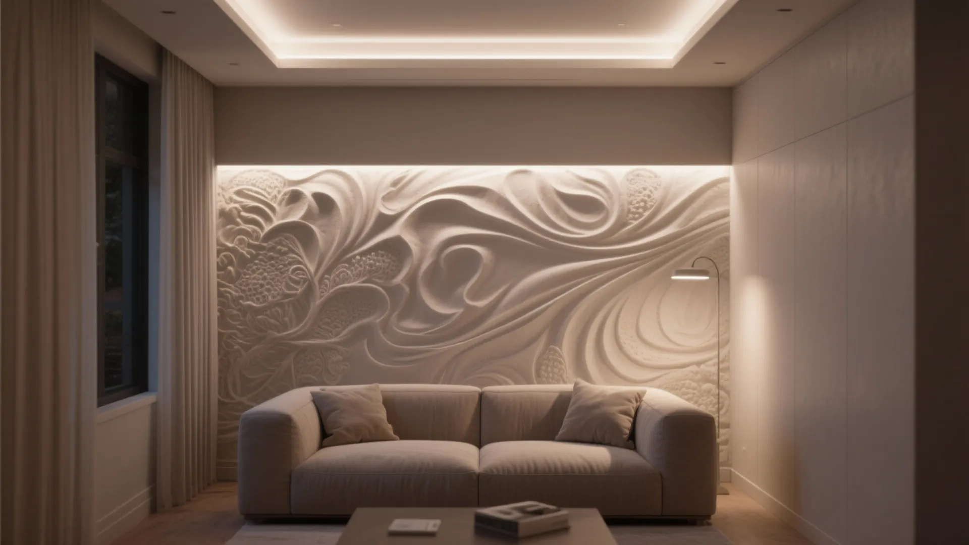 1) Sculpted Plaster With Light-Grazing Drama