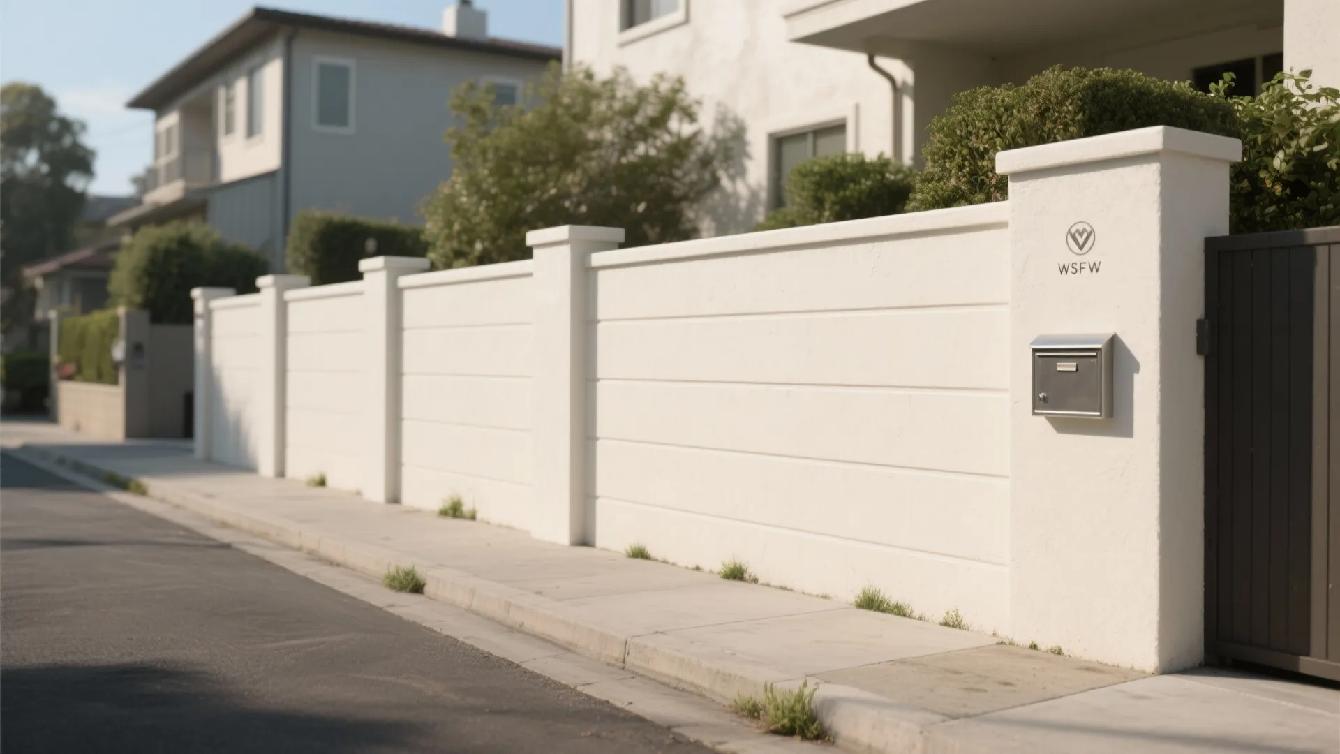 Minimalist plaster wall with shadow grooves