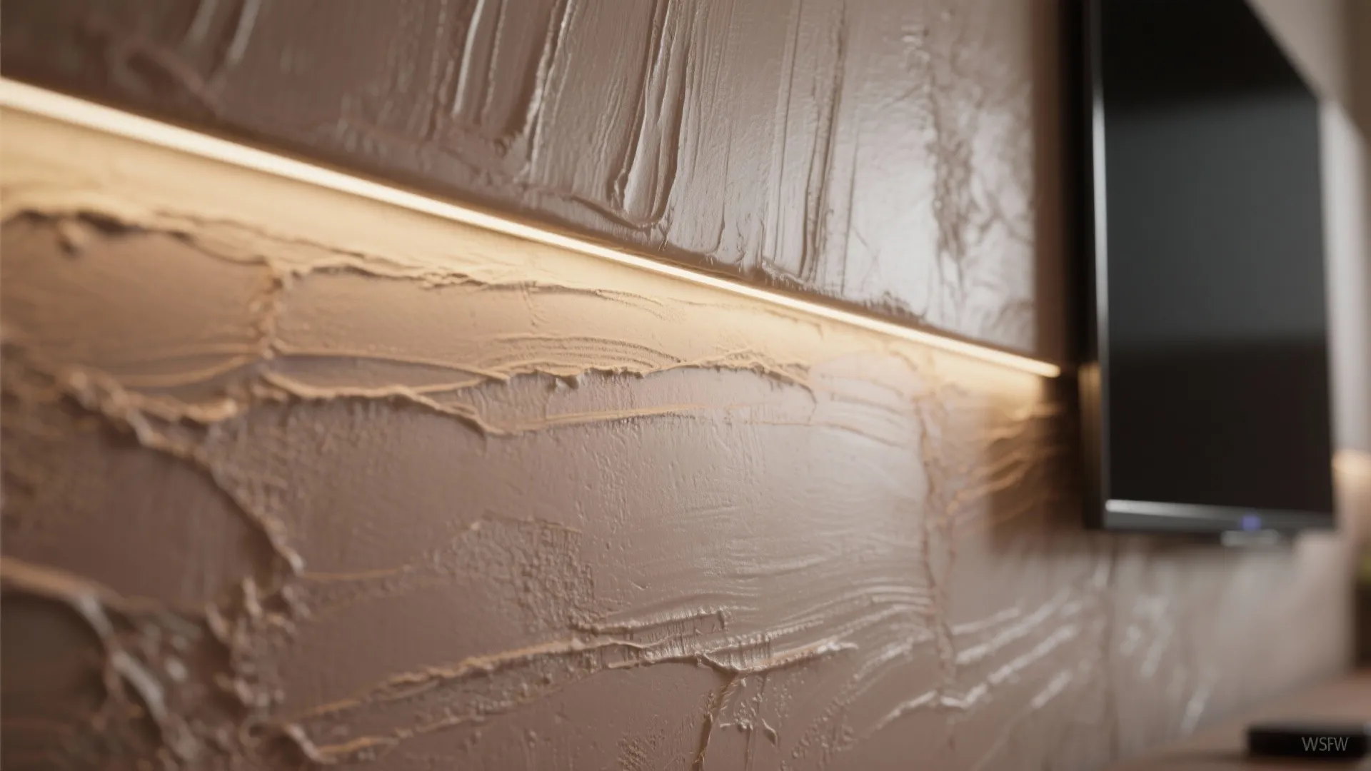 Warm plaster with integrated lighting wash