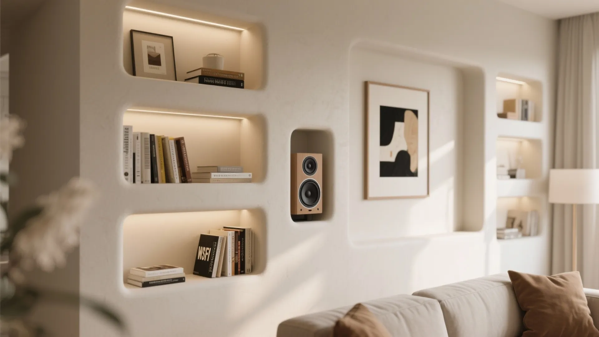 Built‑In Plaster Niches and Slim Shelves