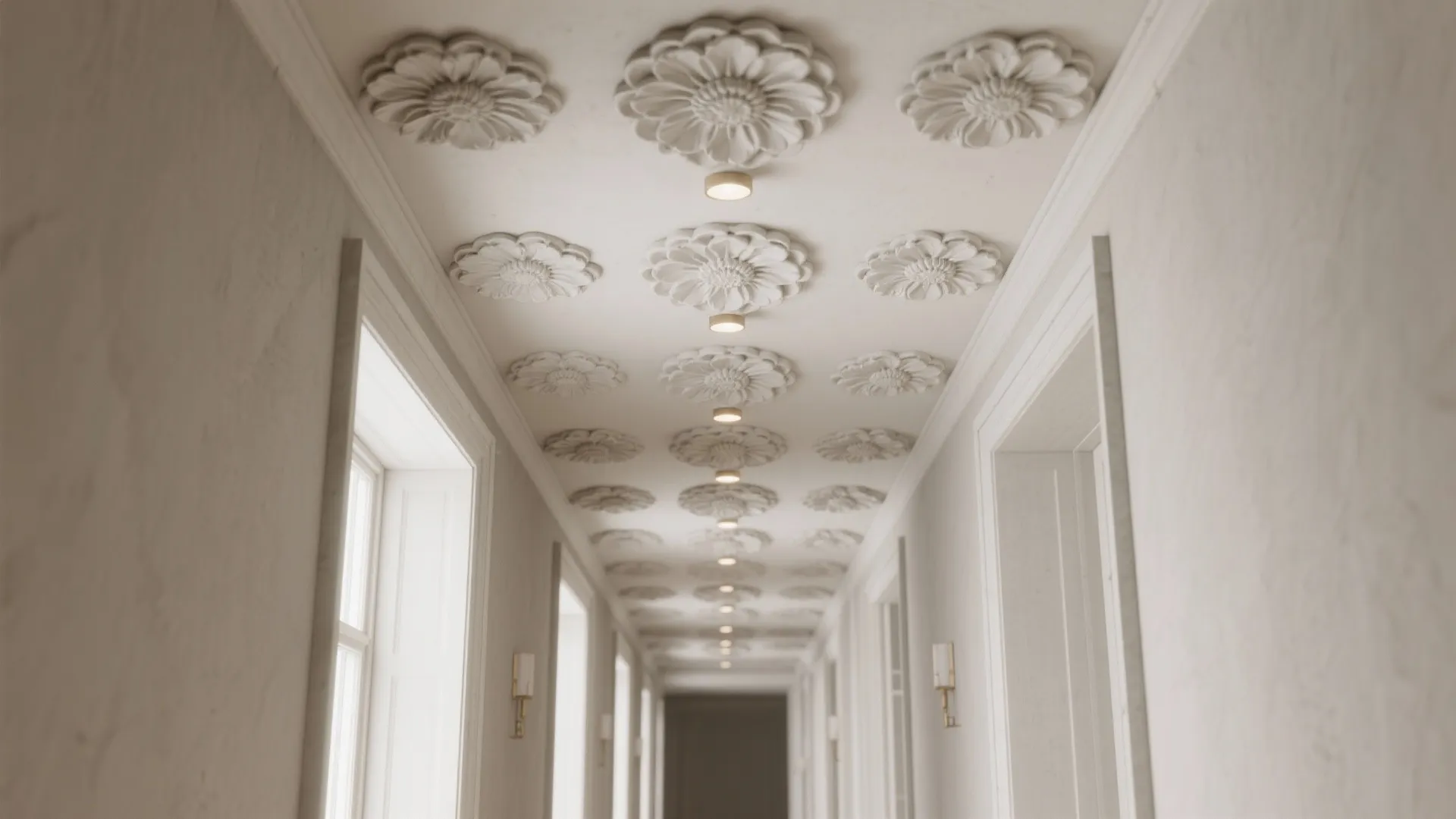 Plaster Rosettes with Floral Relief