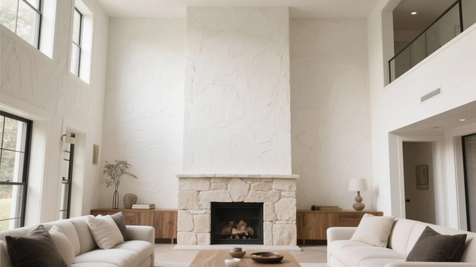 4) Textured Stone or Plaster to Ground the Height