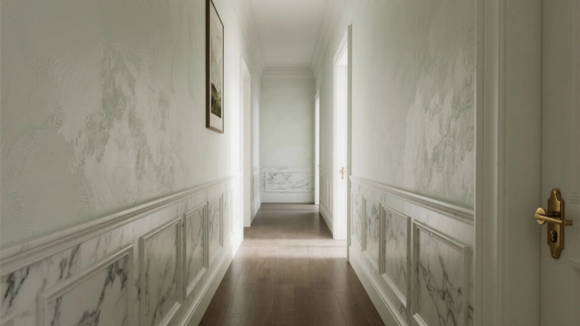 Textured Plaster and Stone Wainscoting