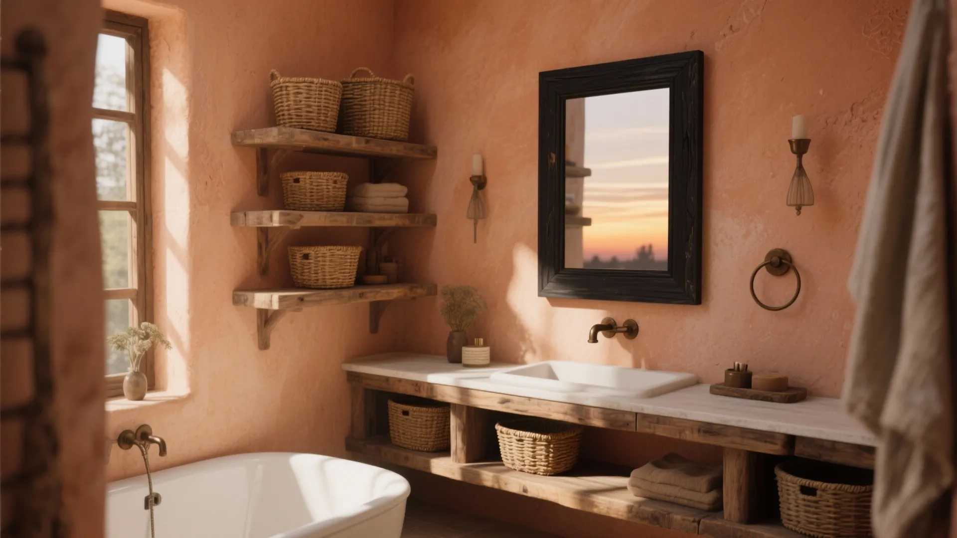 3. Textures: Plaster, Wood, and Woven Accents