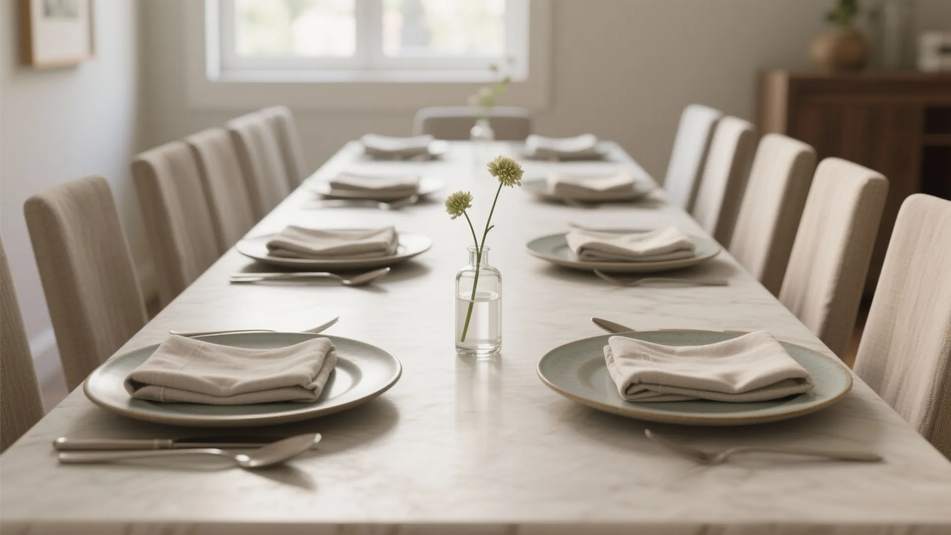 5. Plate-Forward Styling: Chargers, Napkins & Single Focal Stem