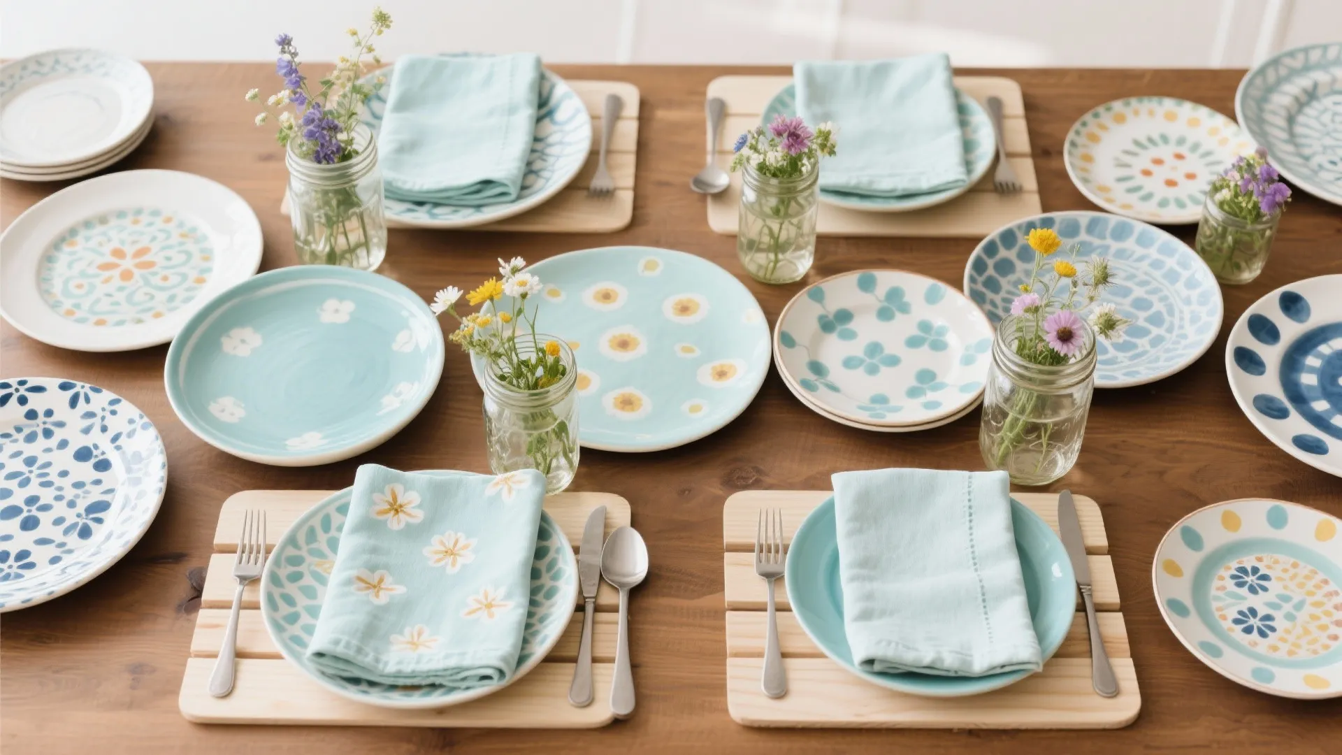 2. Mix-and-Match Plates with Wildflowers