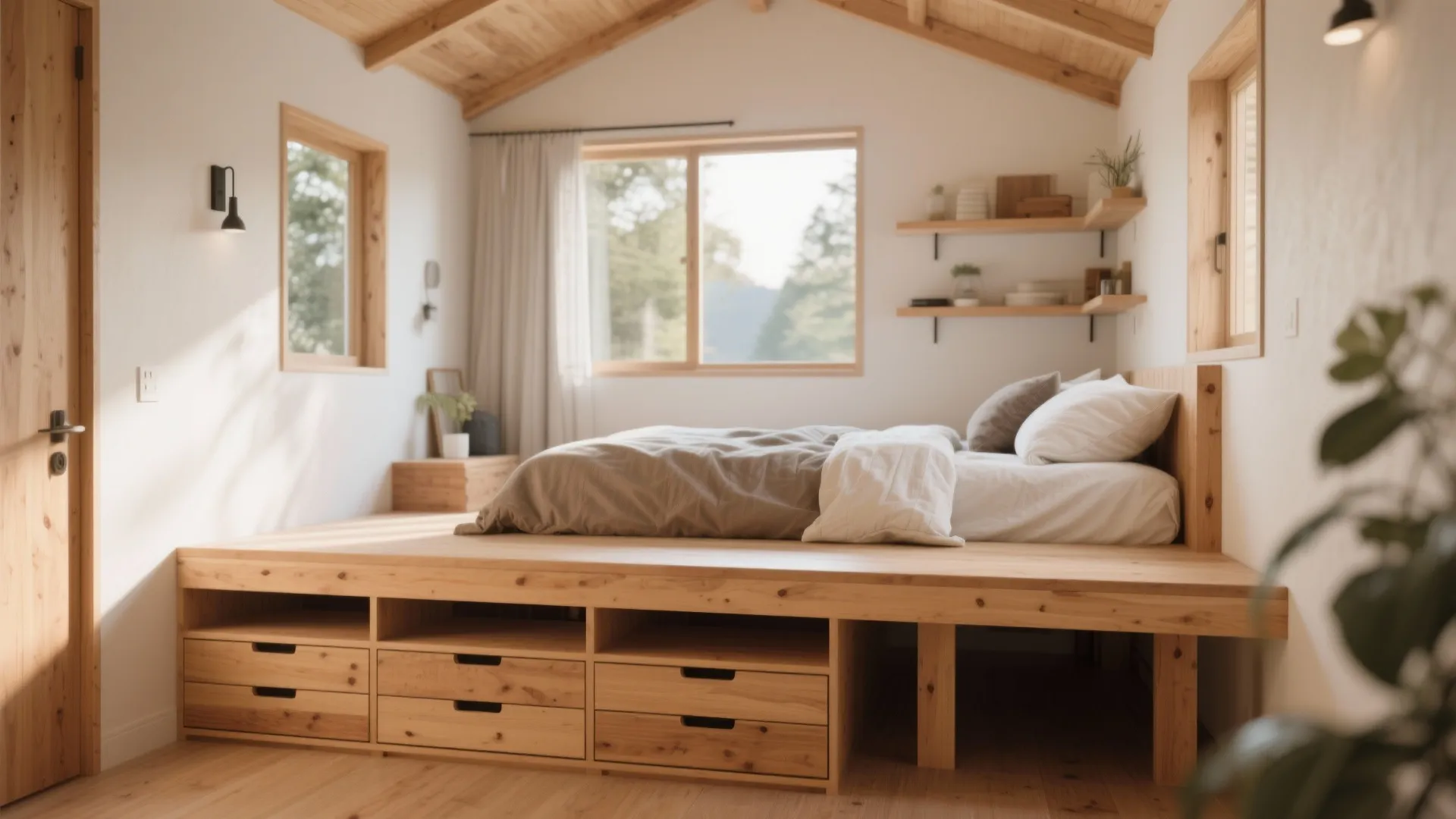 5. Raised indoor platform bed