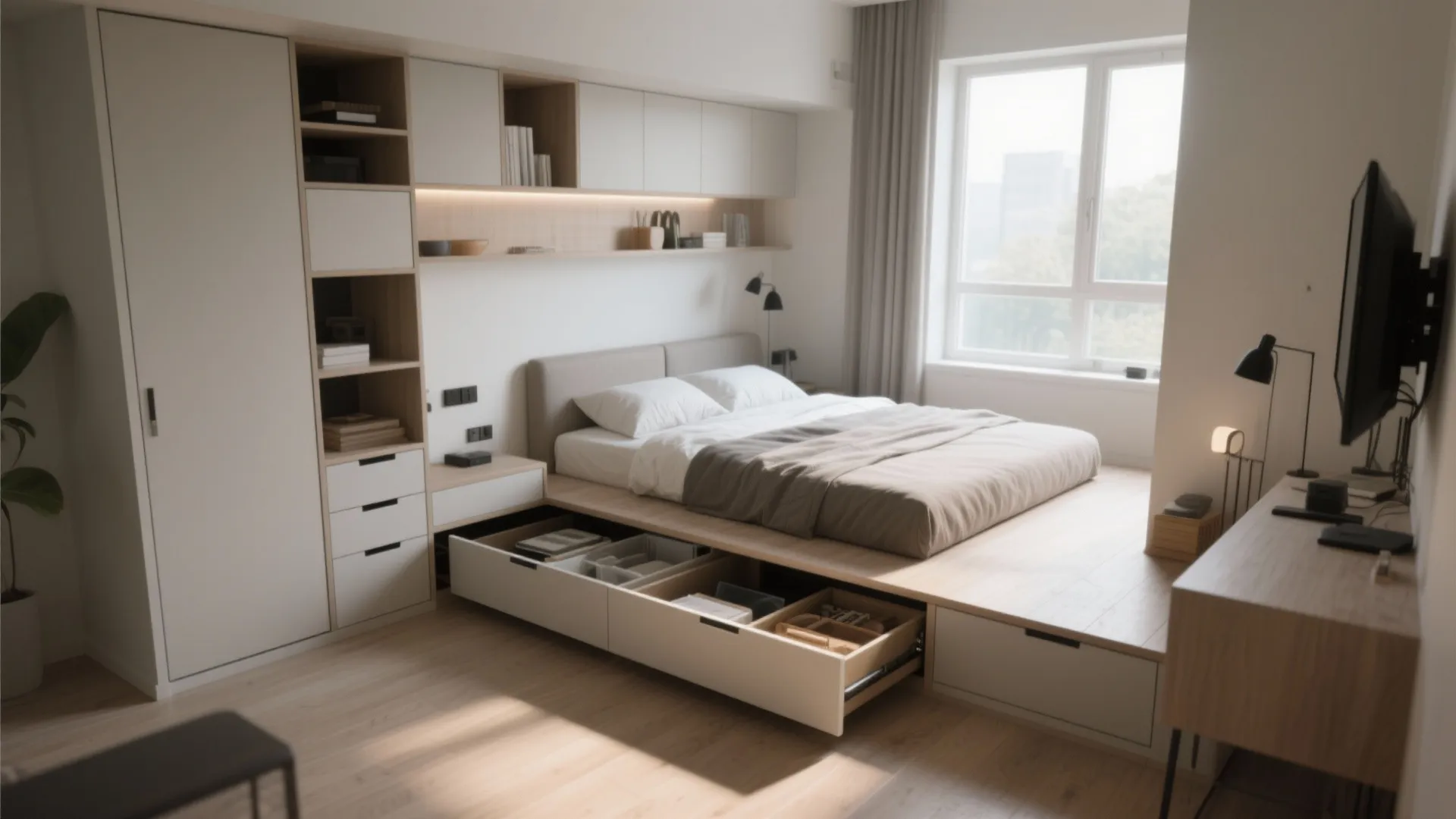 3. Low-Profile Platform Beds & Modular Storage
