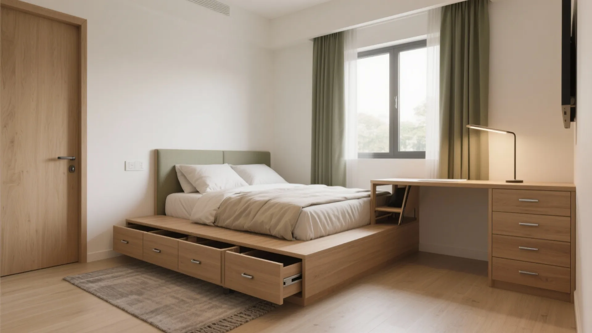 Platform Bed With Storage + A Foldaway Desk