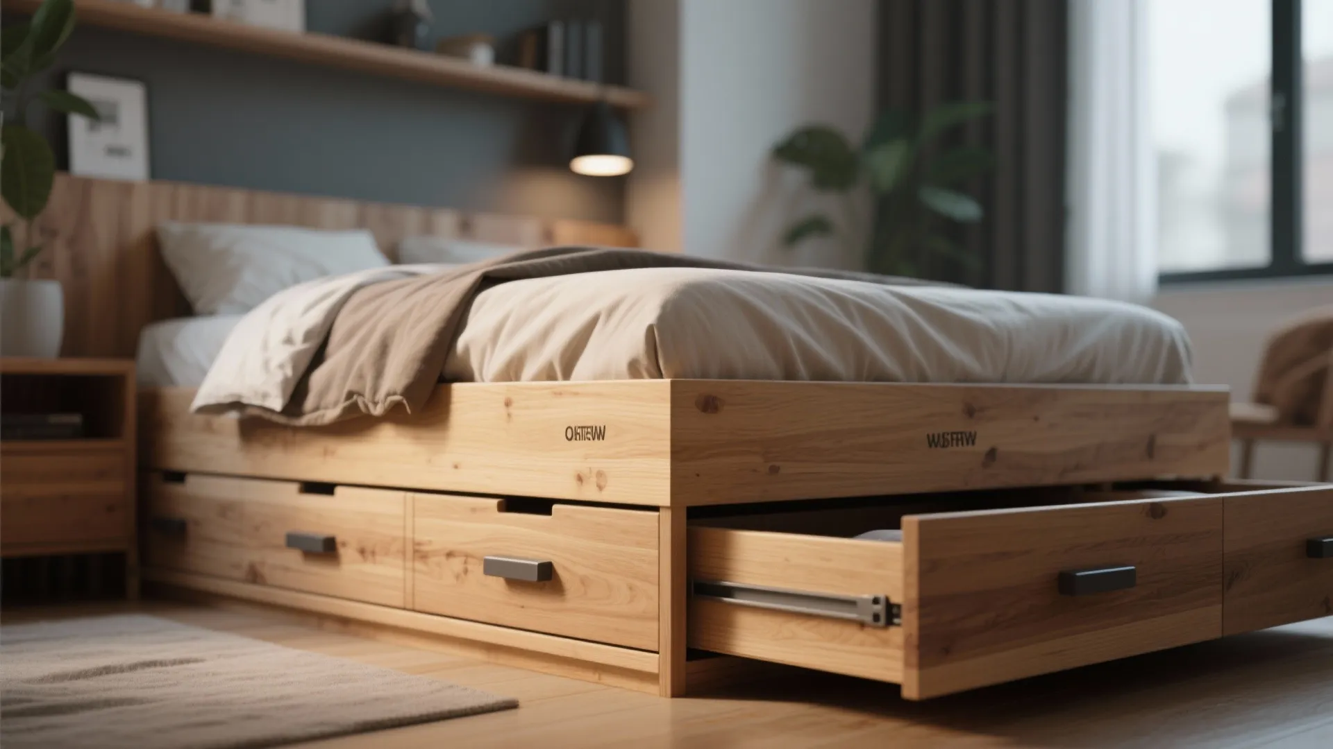 9. Elevated Platform Bed with Drawers
