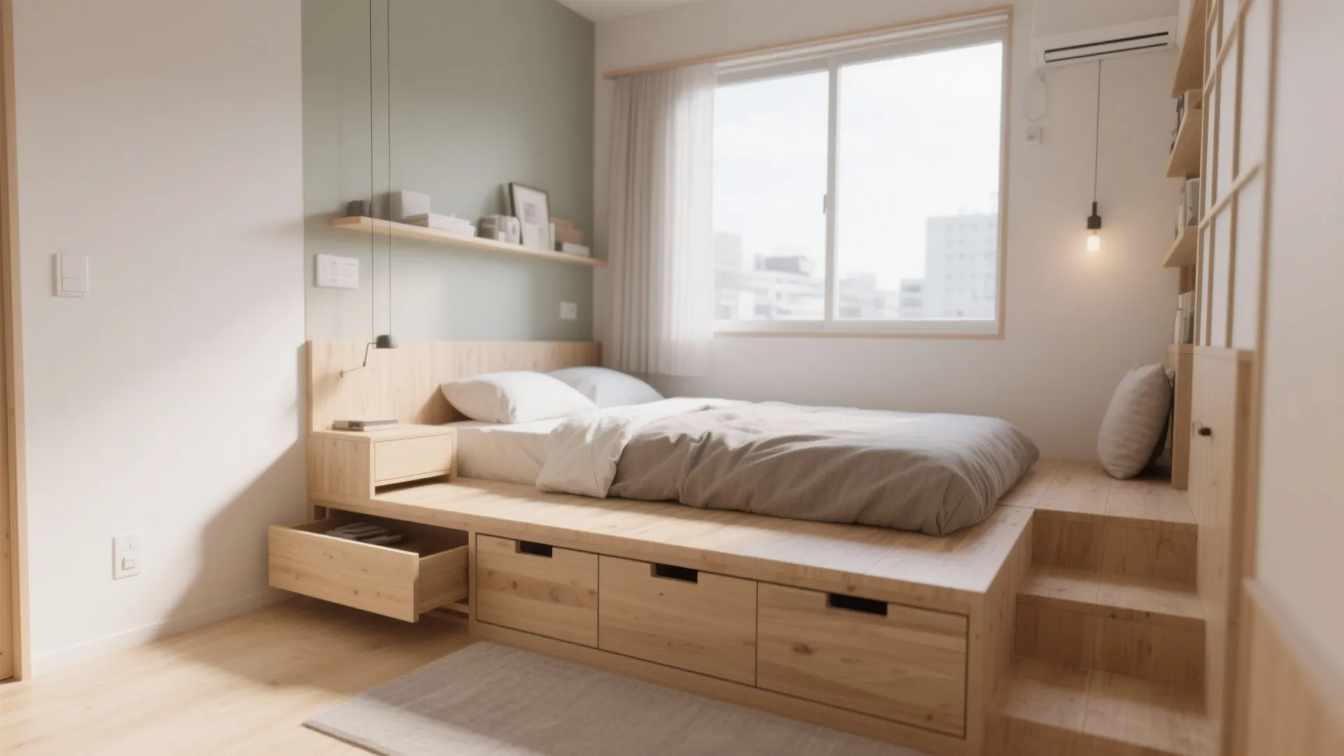 3. Elevated Bed Platform with Storage