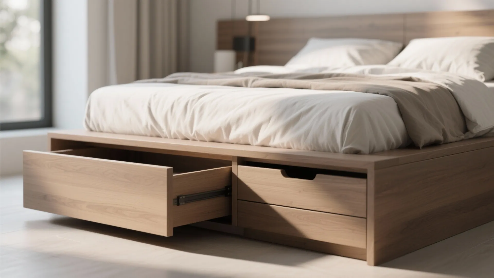 8. Minimalist Platform Bed + Hidden Storage